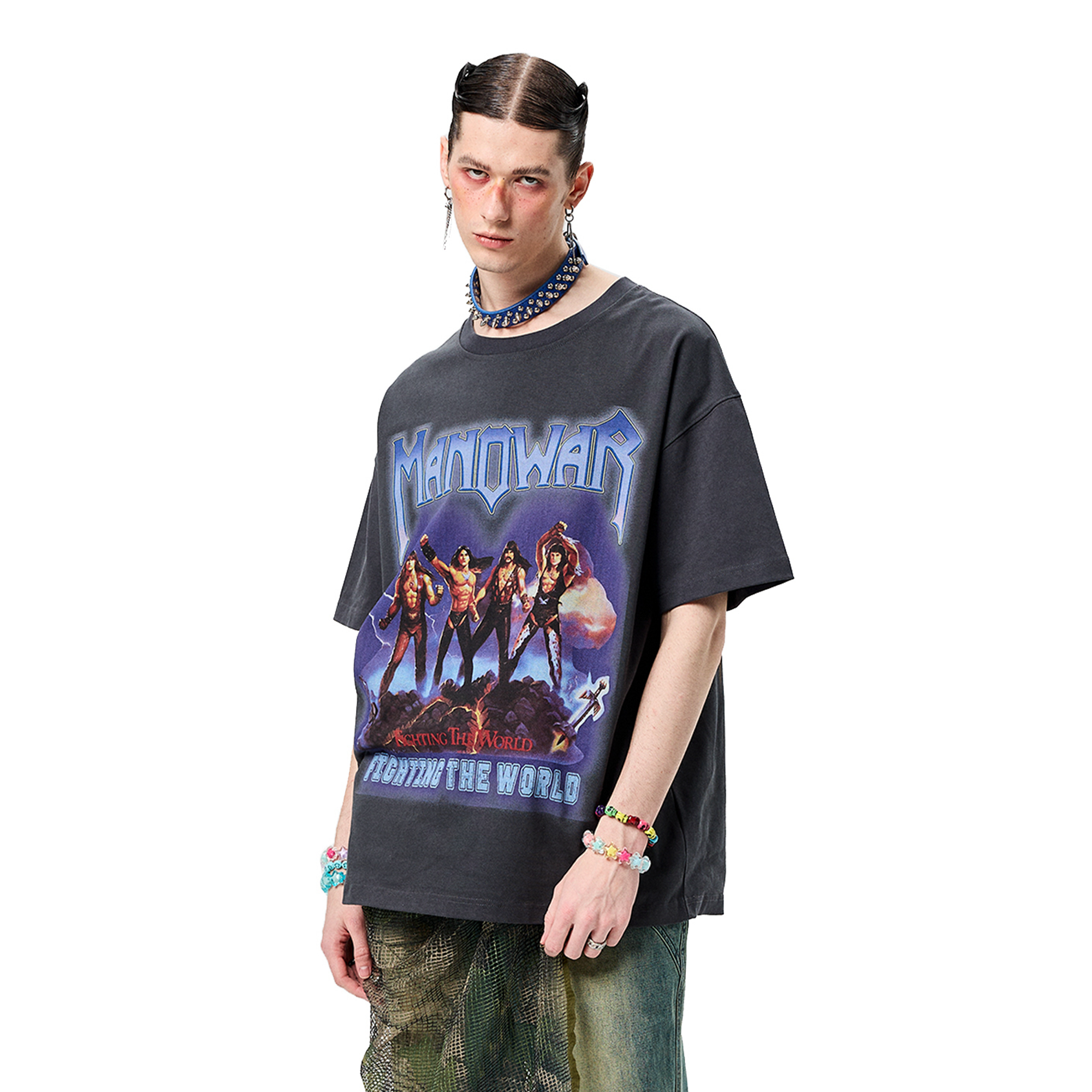 ERISSTOFF Washed Manowar Graphic Oversized T-Shirt