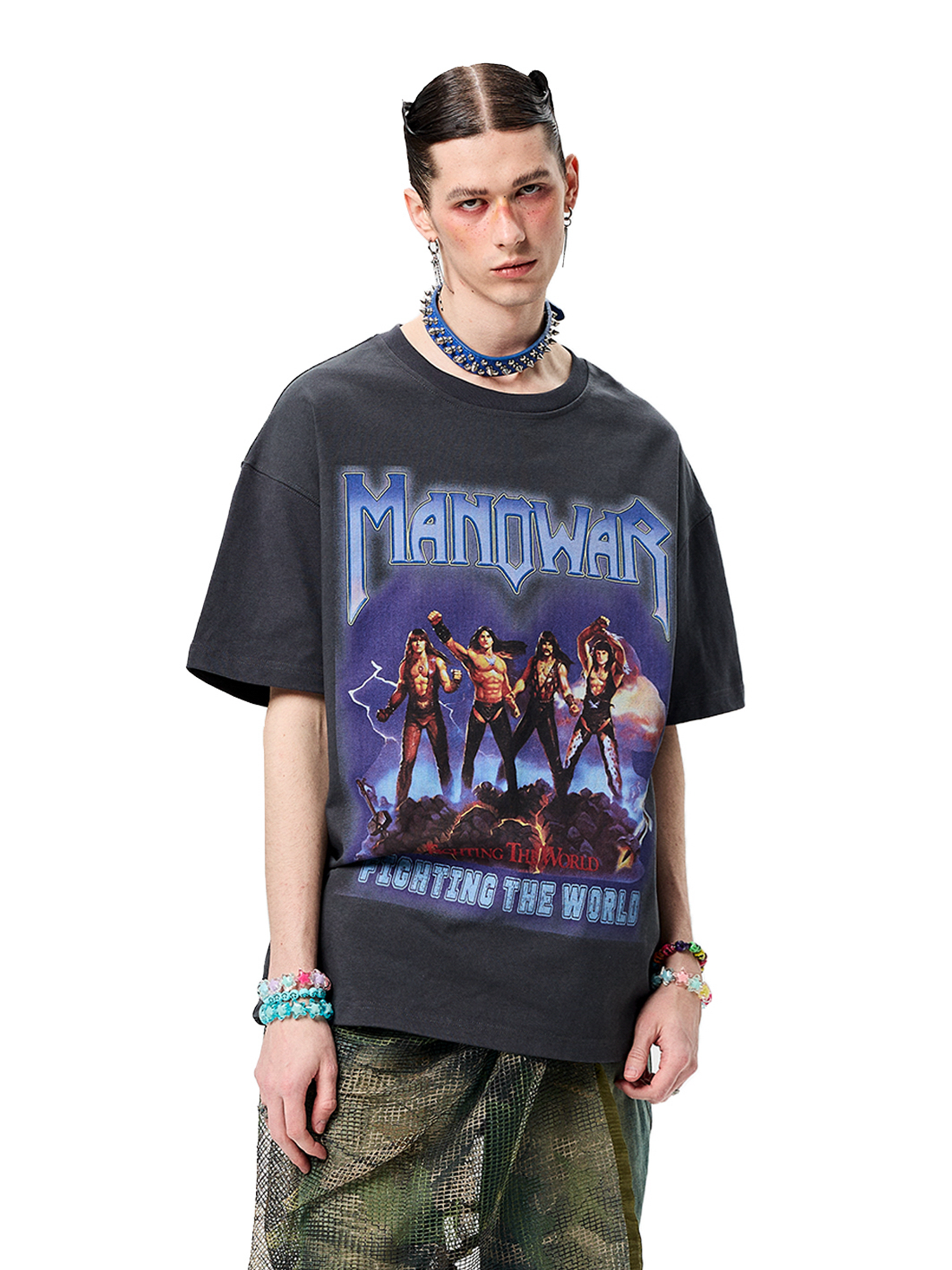 ERISSTOFF Washed Manowar Graphic Oversized T-Shirt