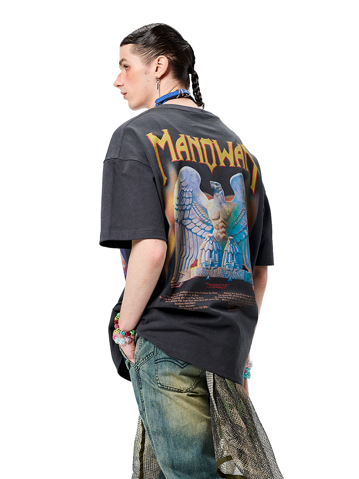 ERISSTOFF Washed Manowar Graphic Oversized T-Shirt