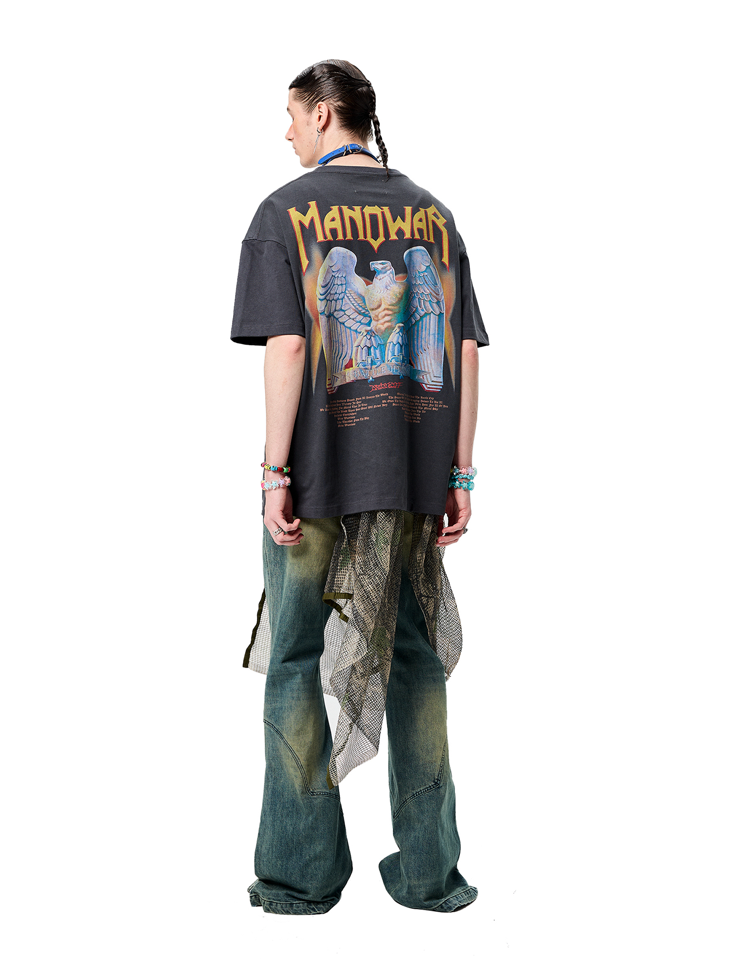 ERISSTOFF Washed Manowar Graphic Oversized T-Shirt