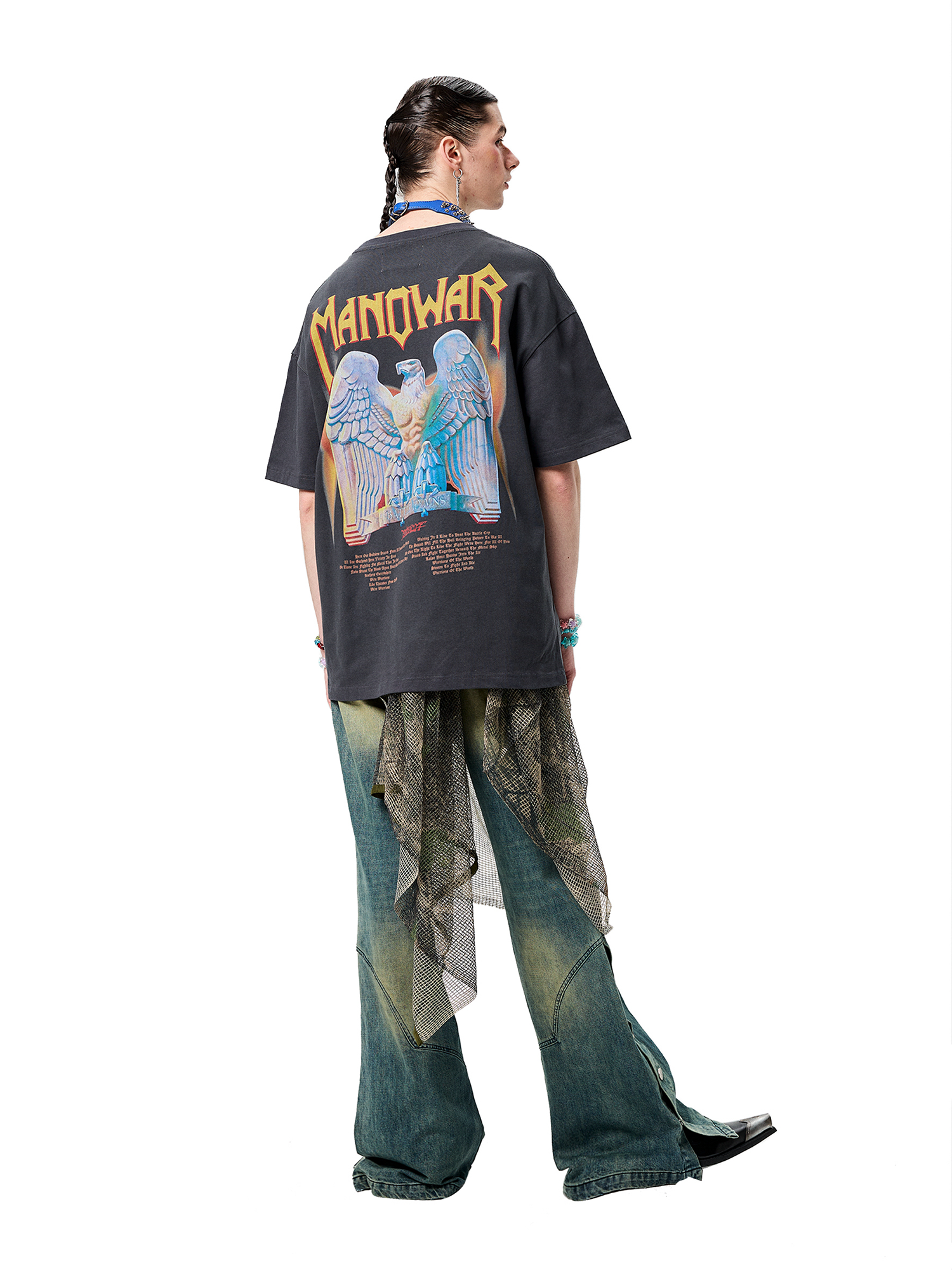 ERISSTOFF Washed Manowar Graphic Oversized T-Shirt