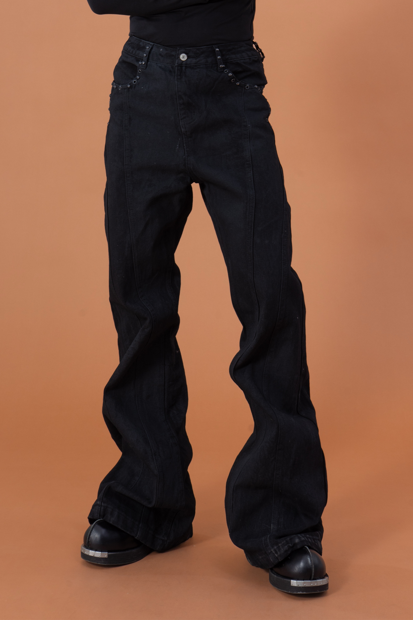 CLP Panel Studded Flared Jeans