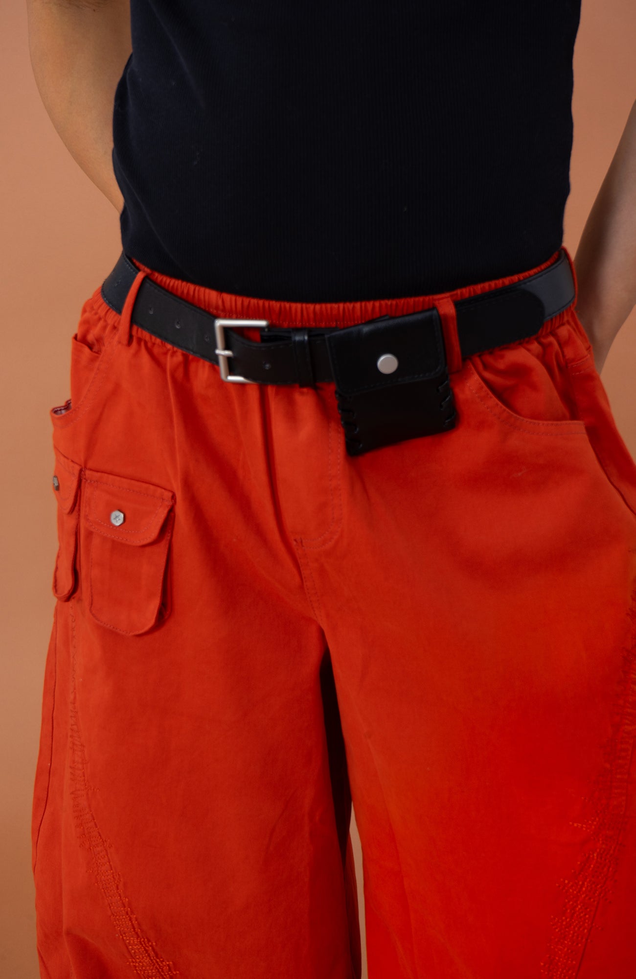 CLP Zigzag Contrast-Stitch Wide-Leg Pants