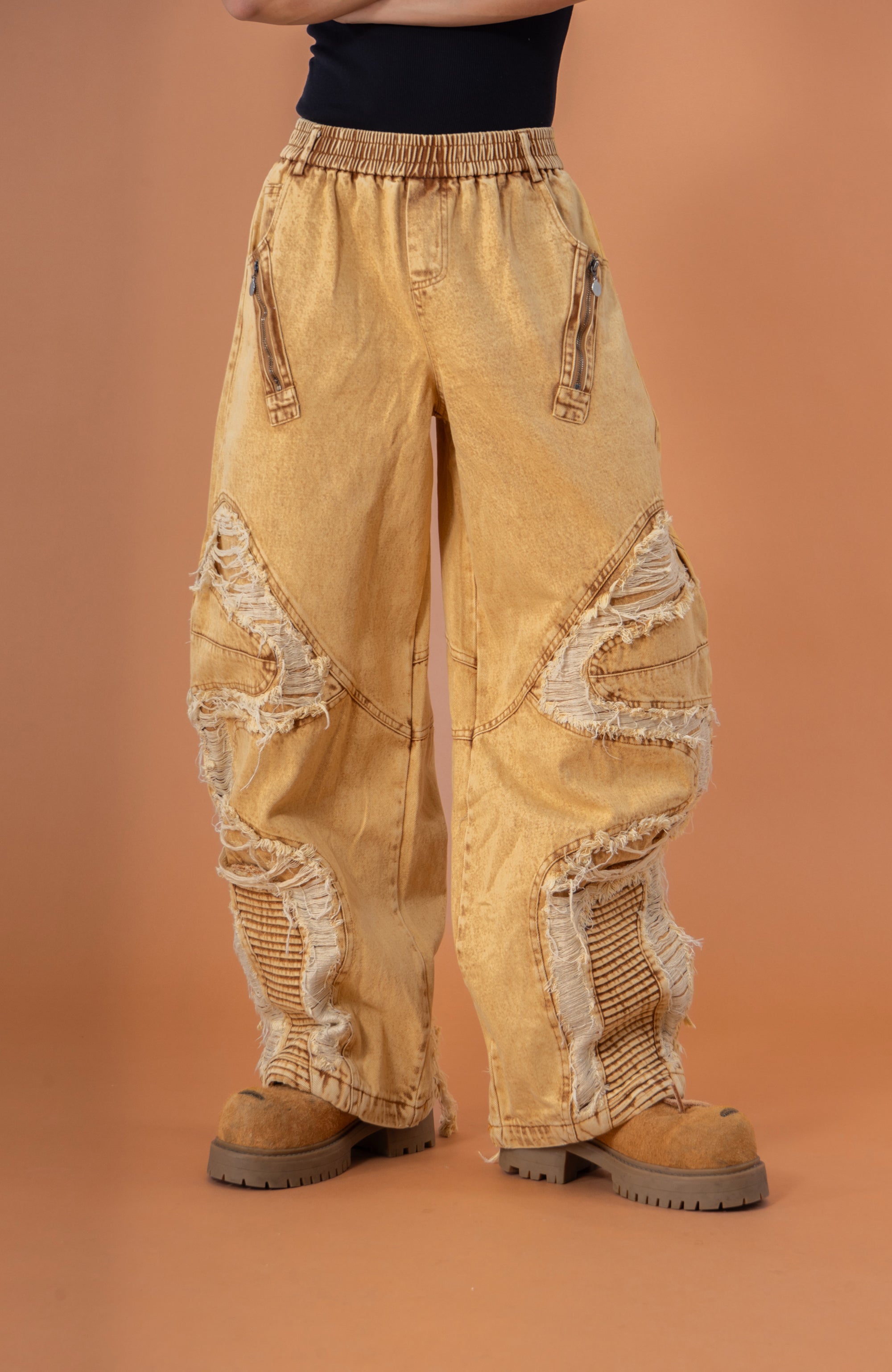 CLP Dirty Fit Ripped Elastic-Waist Jeans