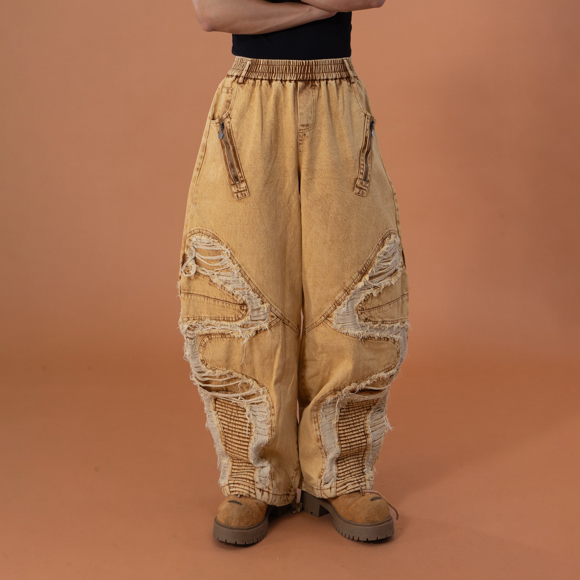 CLP Dirty Fit Ripped Elastic-Waist Jeans