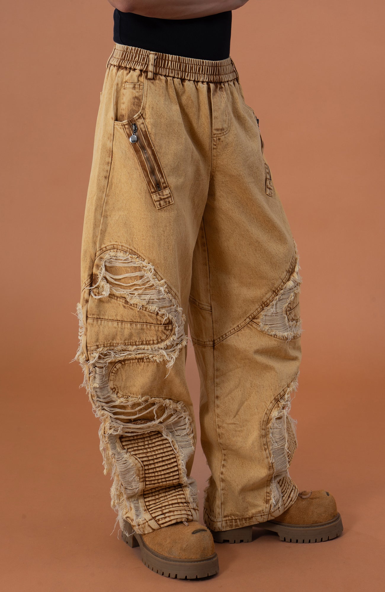 CLP Dirty Fit Ripped Elastic-Waist Jeans