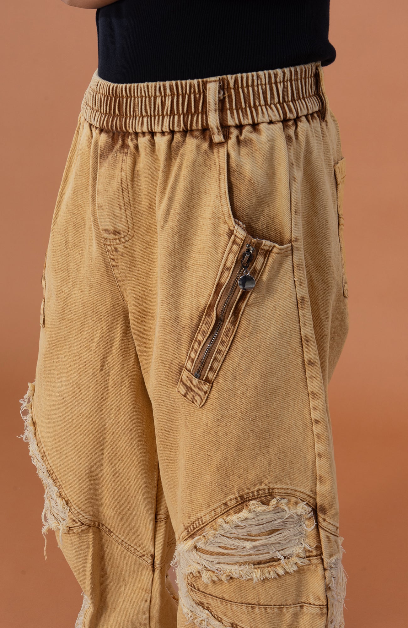 CLP Dirty Fit Ripped Elastic-Waist Jeans