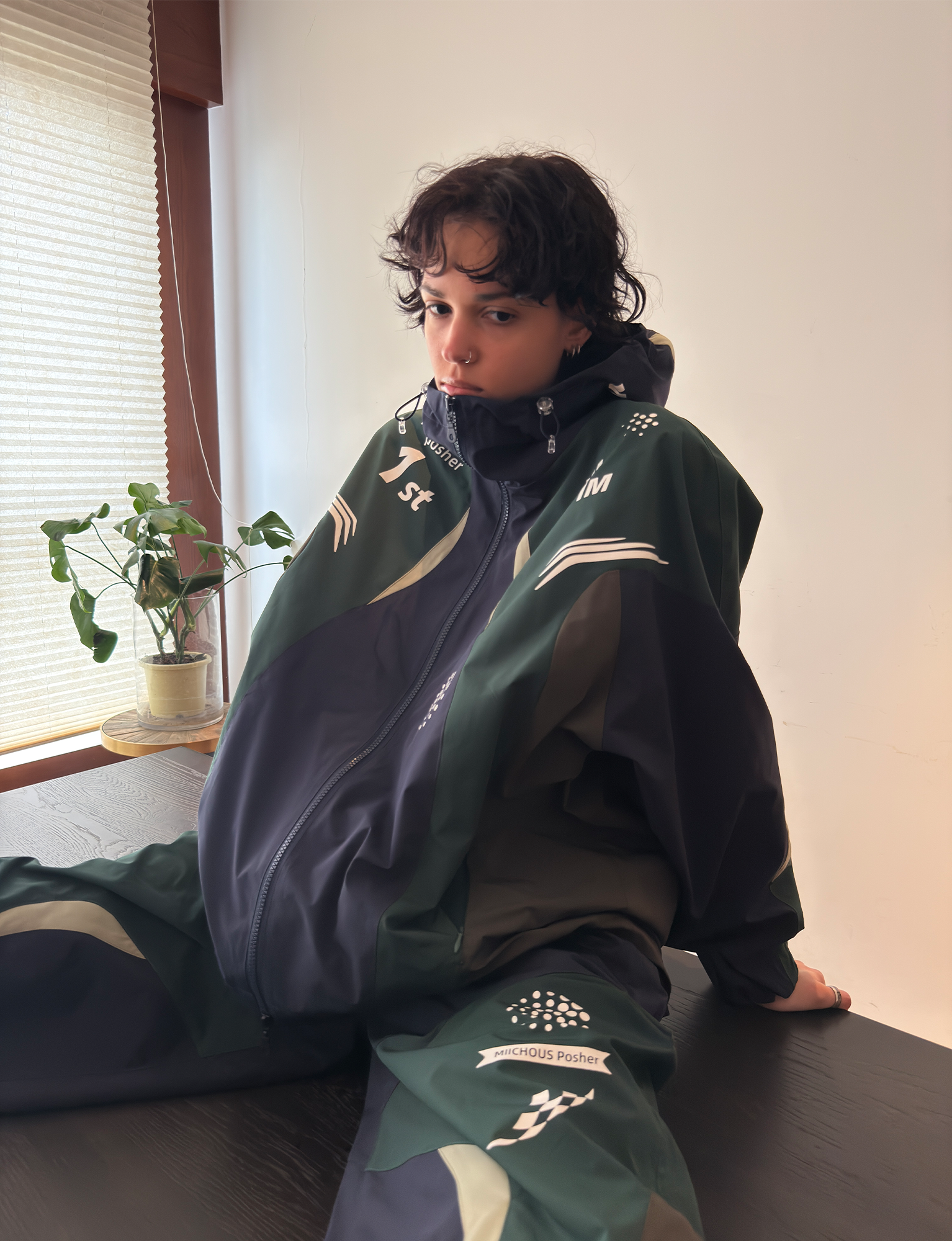 MIICHOUS Contrast Racer Graphic Panel Jacket