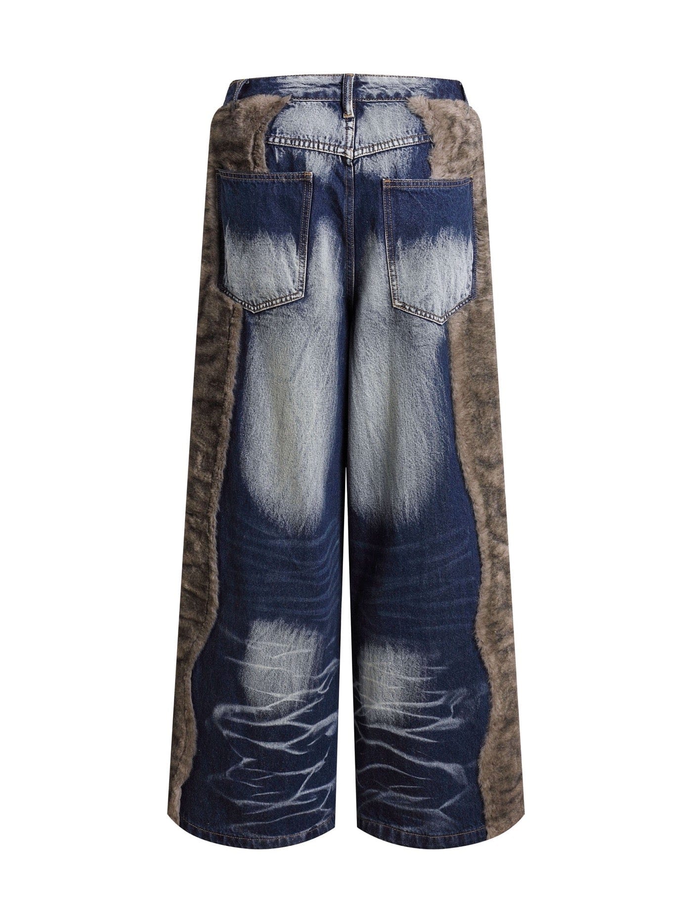 DND4DES Faux Fur Spliced Jeans, premium urban and streetwear designers apparel on PROJECTISR.com, DND4DES