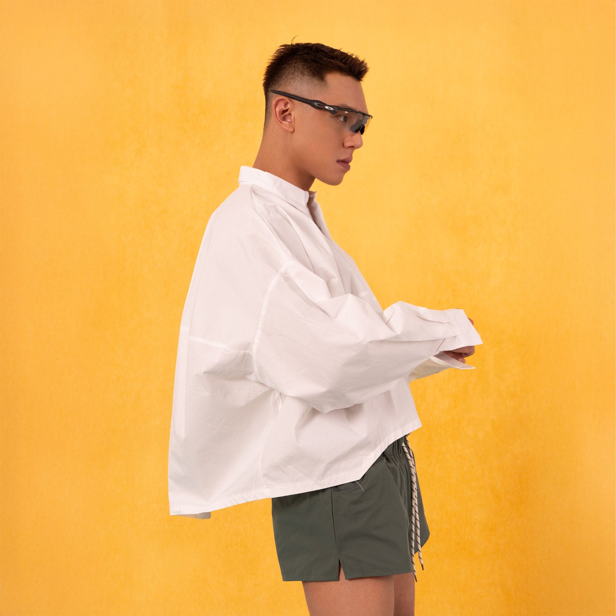 CLP Cropped Drawcord Hem Panel Shirt