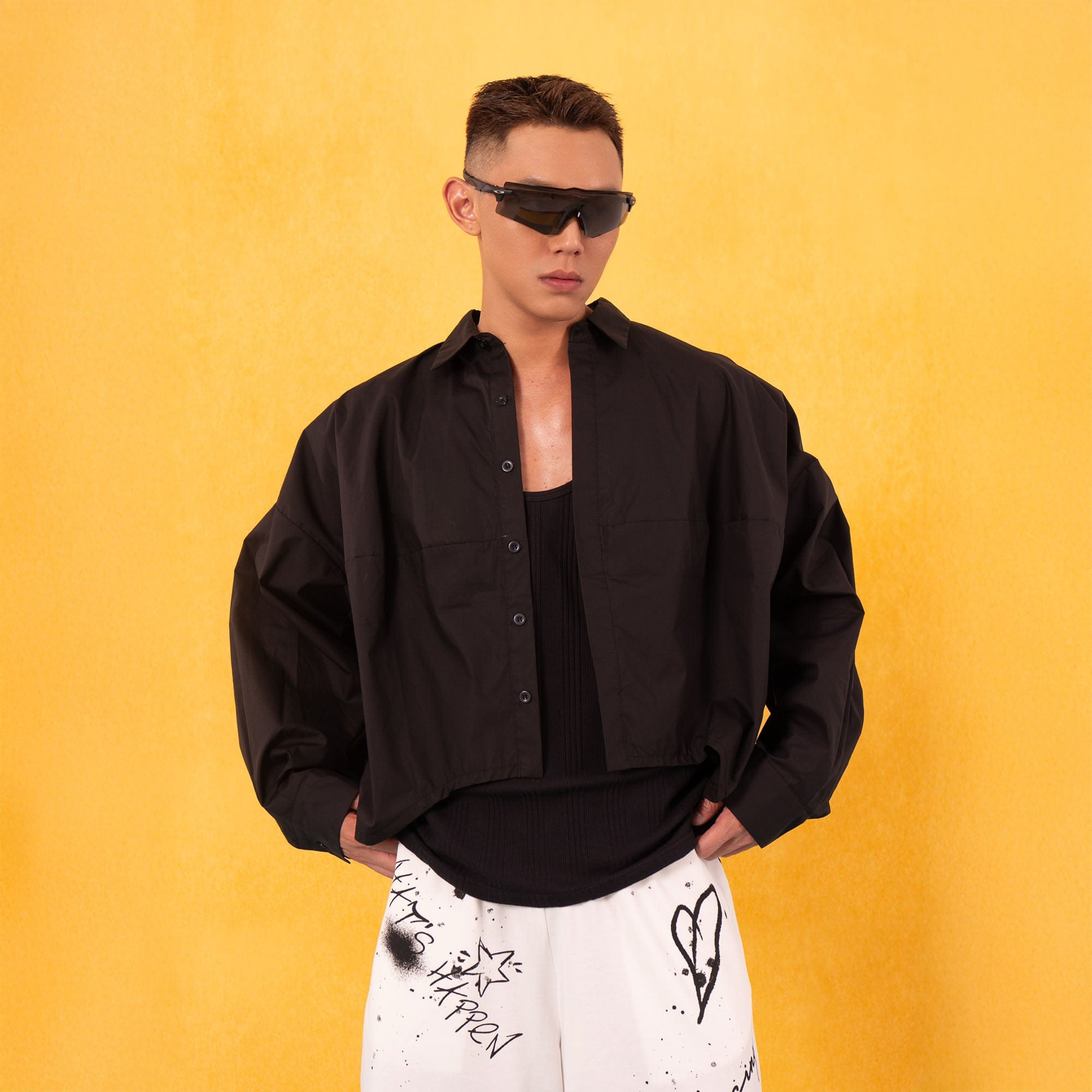 CLP Cropped Drawcord Hem Panel Shirt