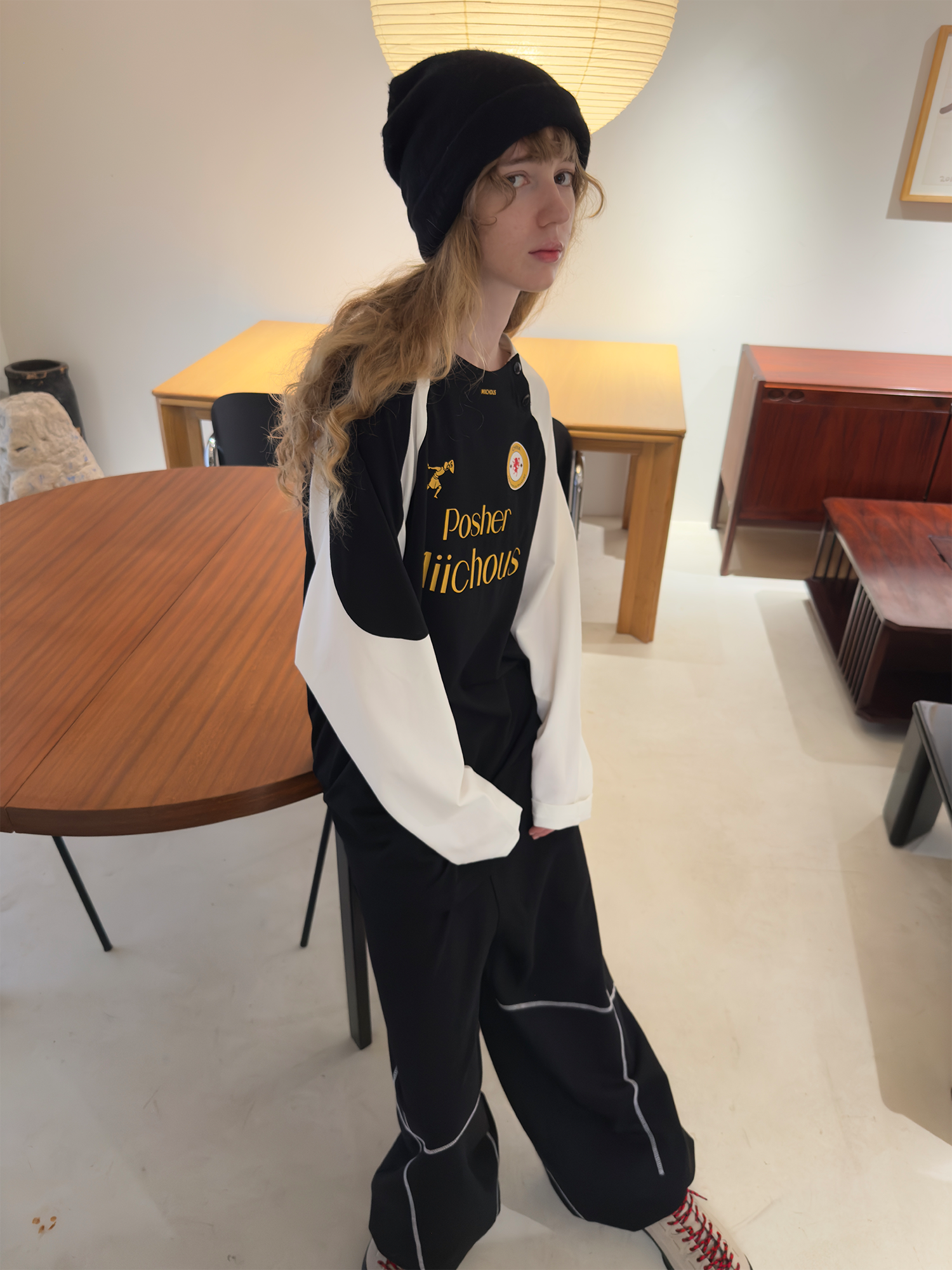 MIICHOUS Snap Contrast Quick-Dry Long-Sleeve Tee