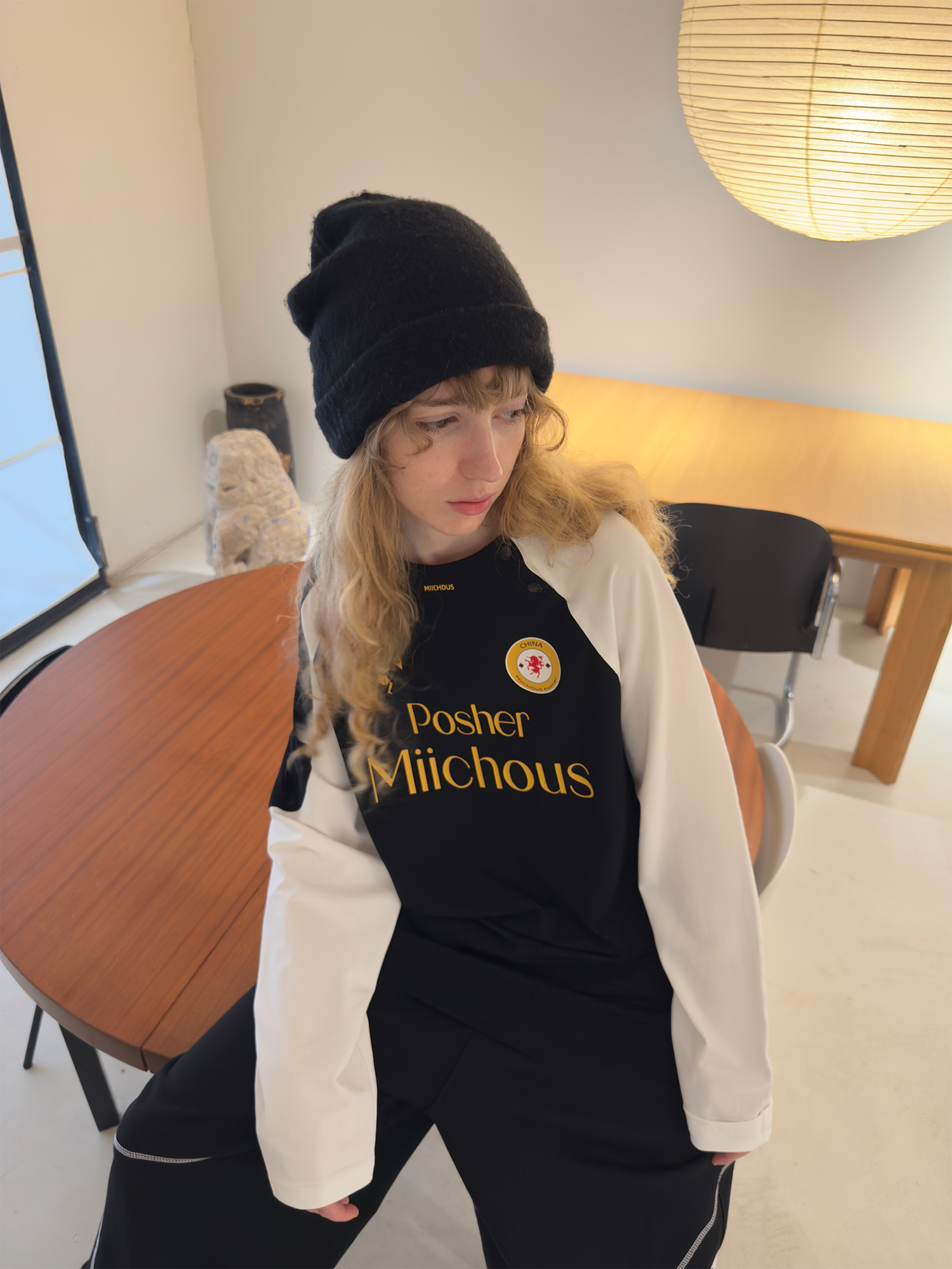 MIICHOUS Snap Contrast Quick-Dry Long-Sleeve Tee