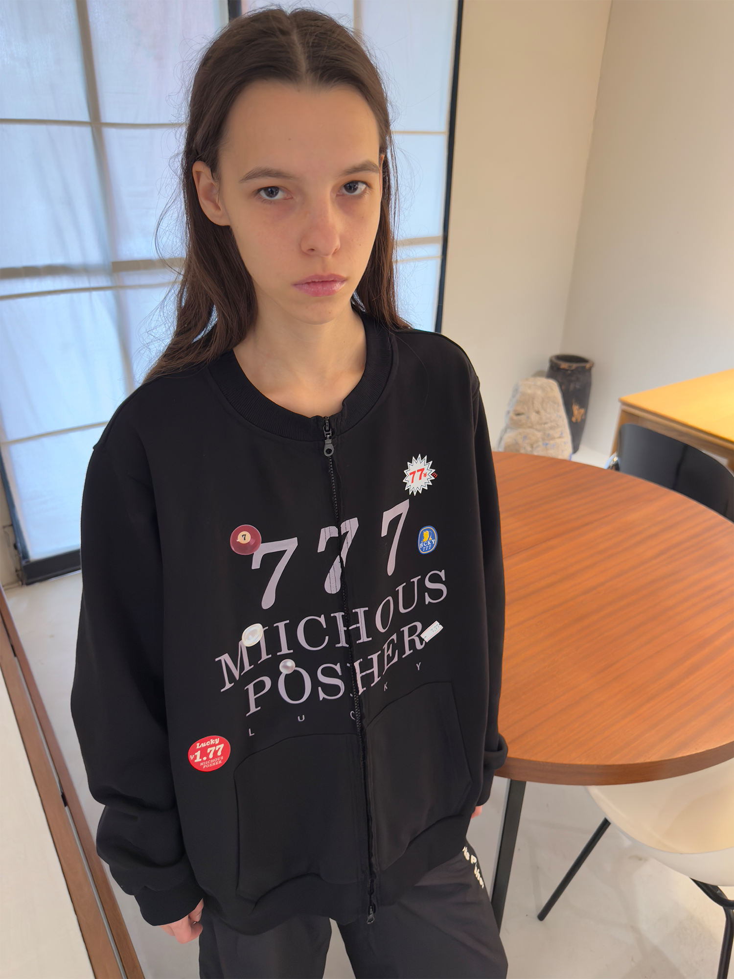 MIICHOUS Lucky 777 Graphic Zip Sweatshirt