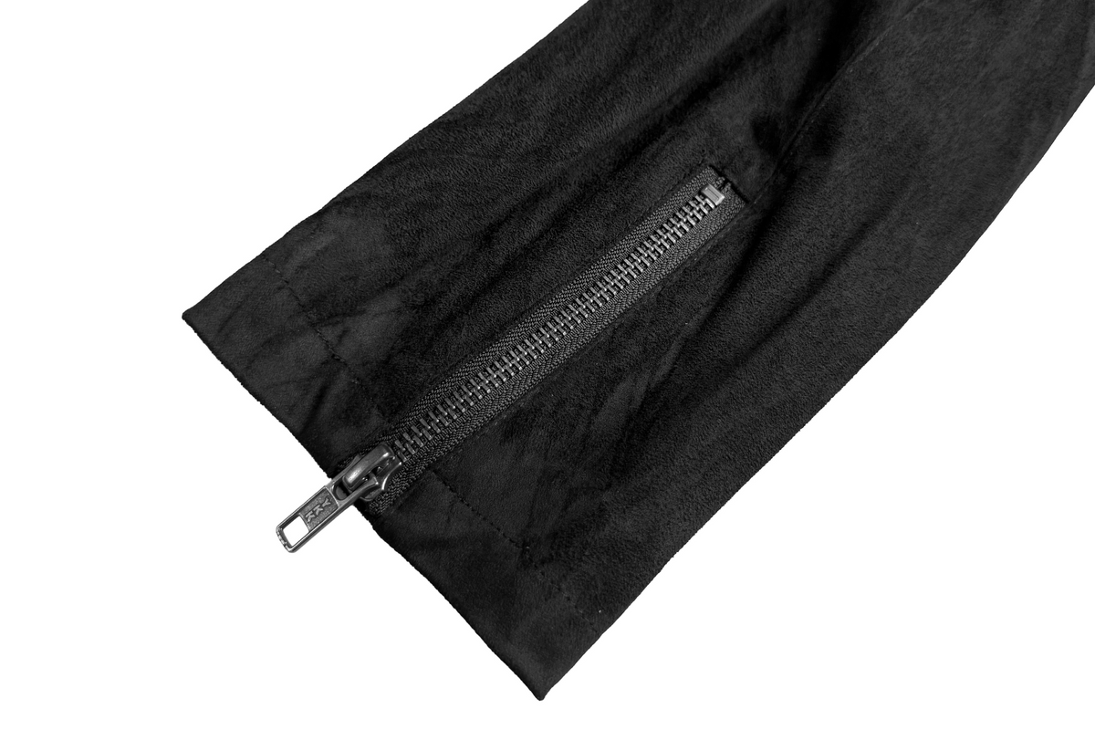 CINDER VEIN Fringed Zip-Up Suede Cropped Jacket