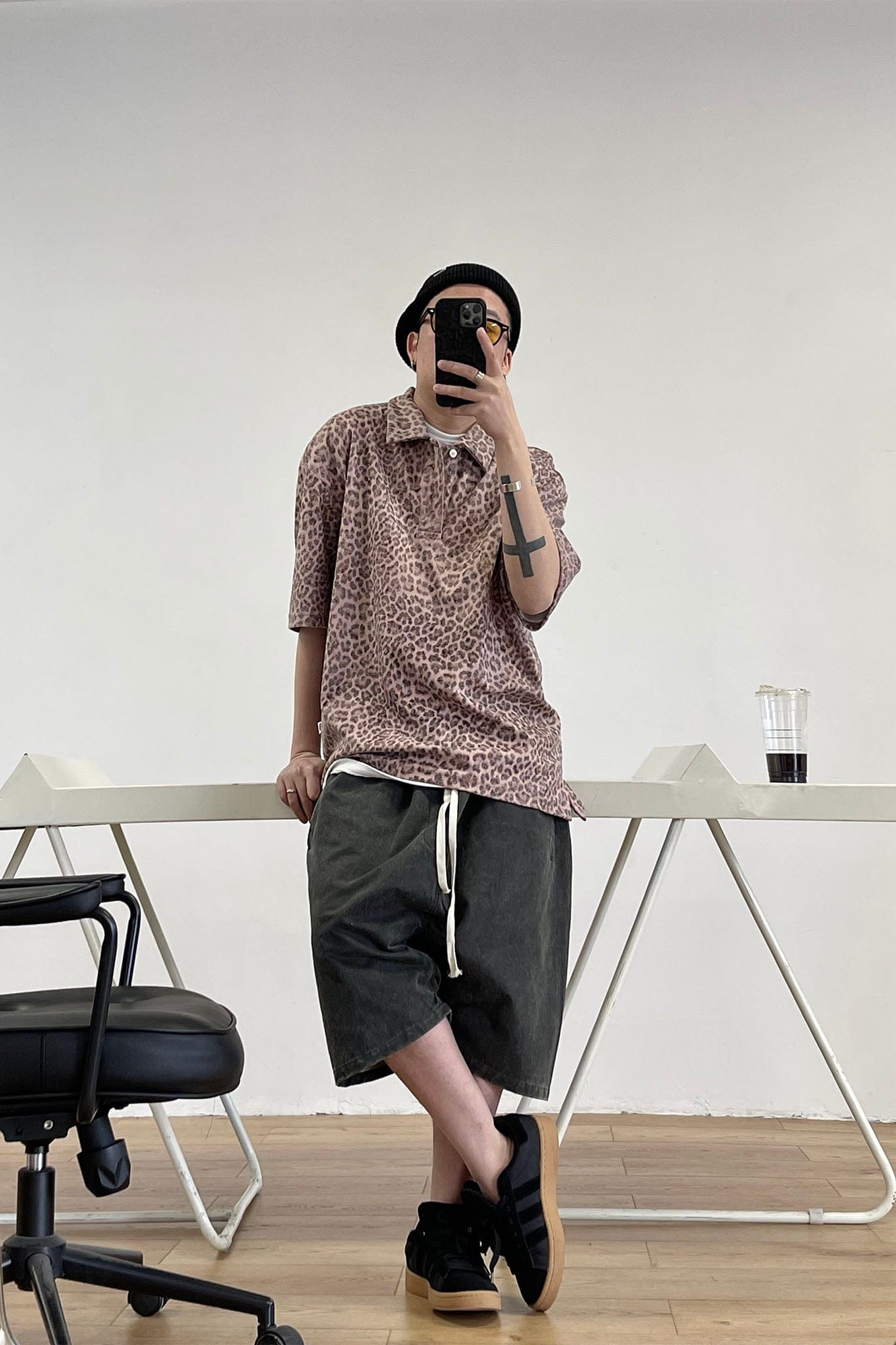 ME DA IGUAL Fuzzy Leopard Polo T-Shirt, premium urban and streetwear designers apparel on PROJECTISR.com, ME DA IGUAL