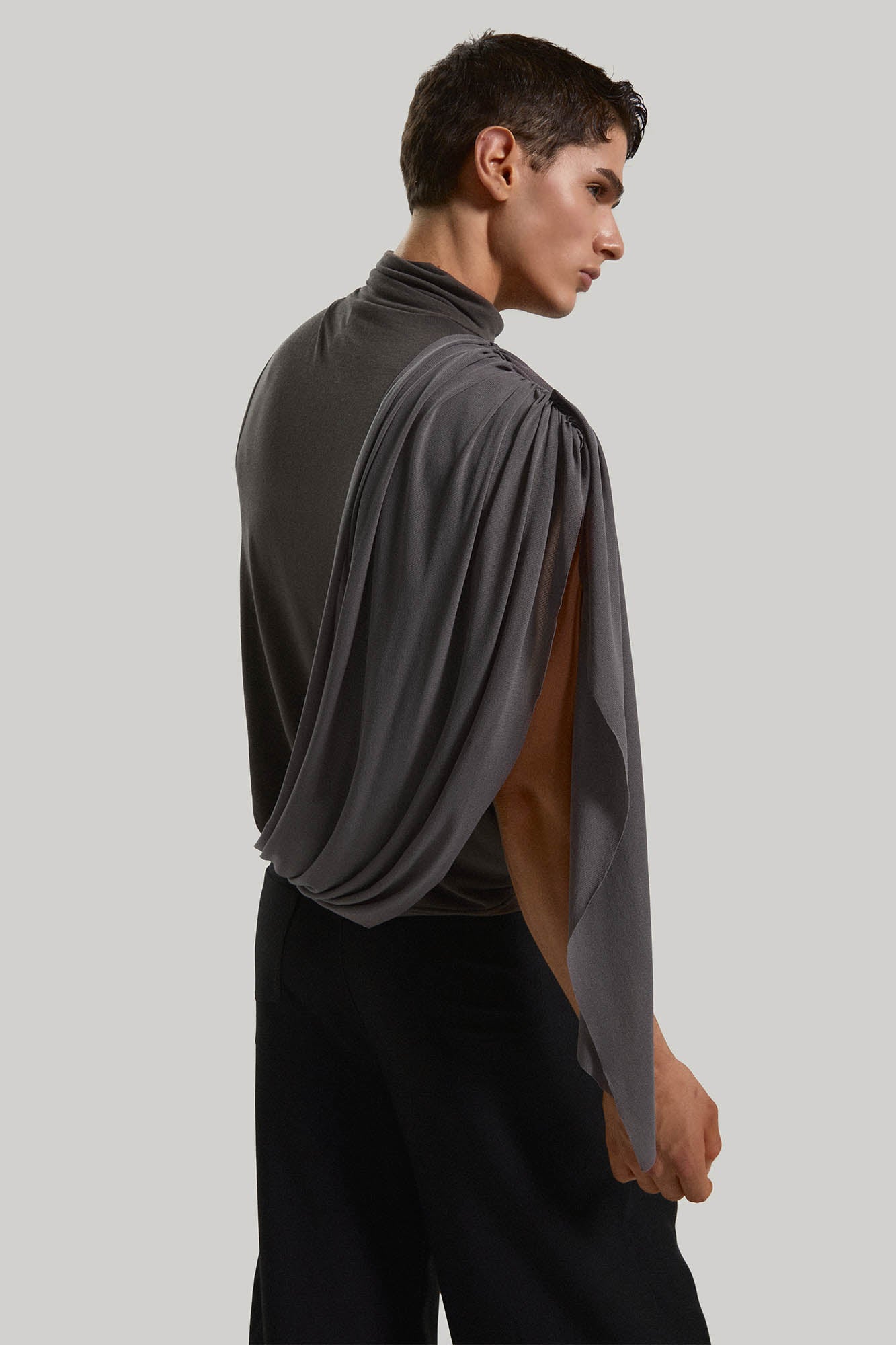 KADAKADA Draped Sheer High-Neck Tank Top