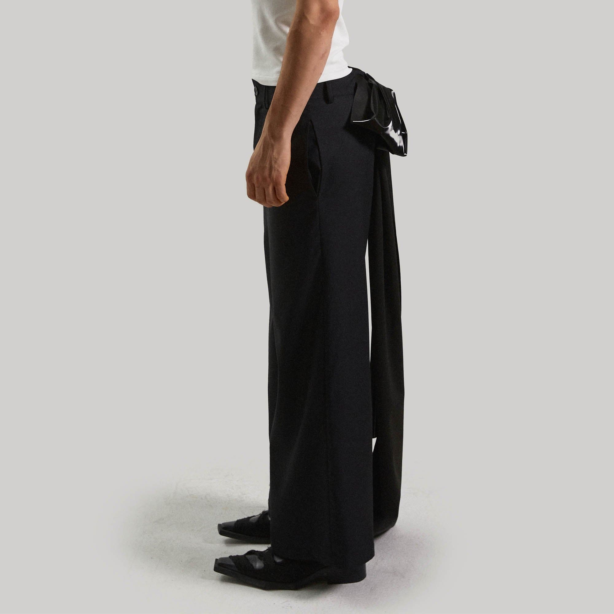 KADAKADA Detachable Bow Tie Wide-Leg Pants, premium urban and streetwear designers apparel on PROJECTISR.com, KADAKADA