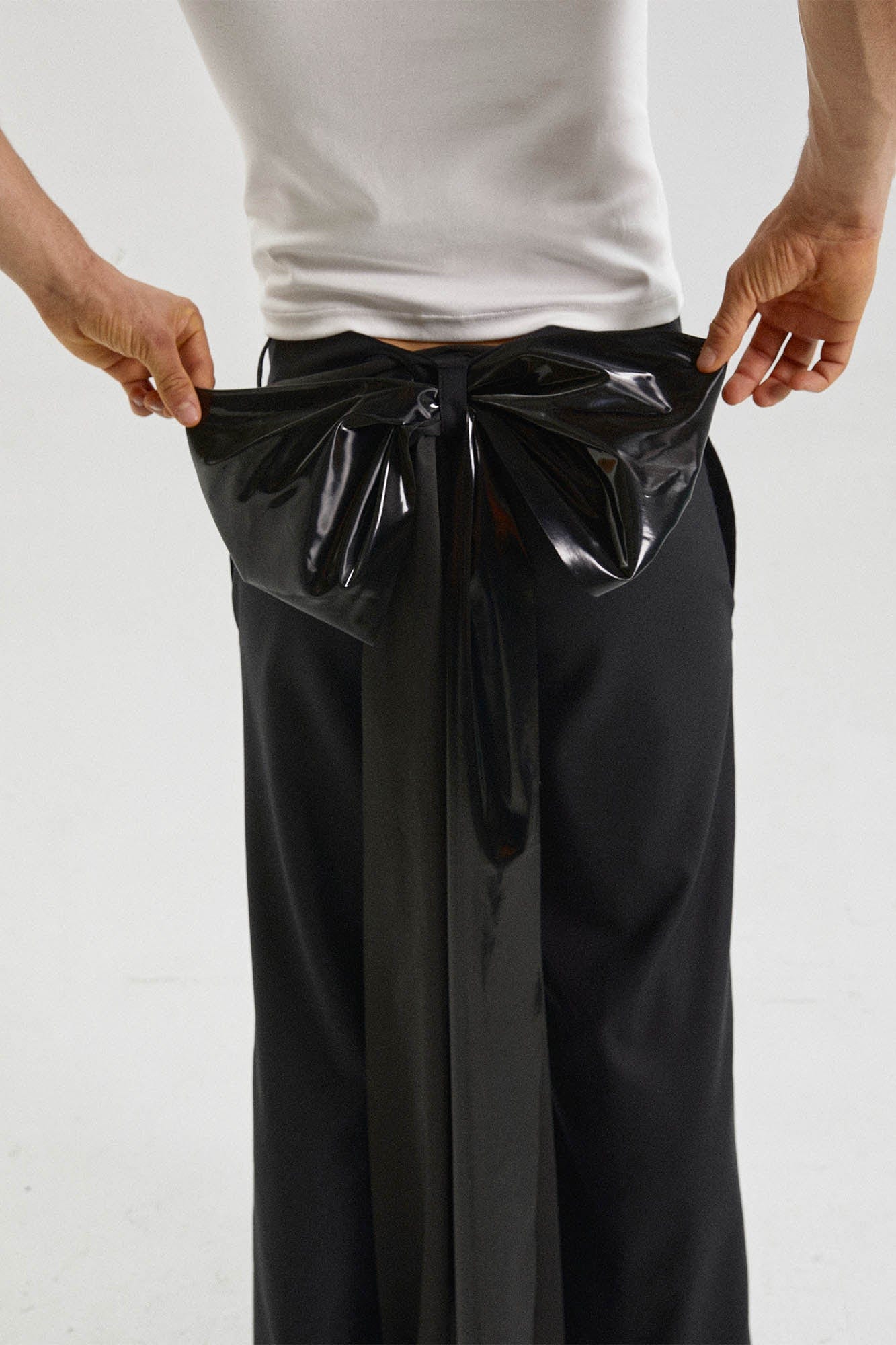 KADAKADA Detachable Bow Tie Wide-Leg Pants, premium urban and streetwear designers apparel on PROJECTISR.com, KADAKADA