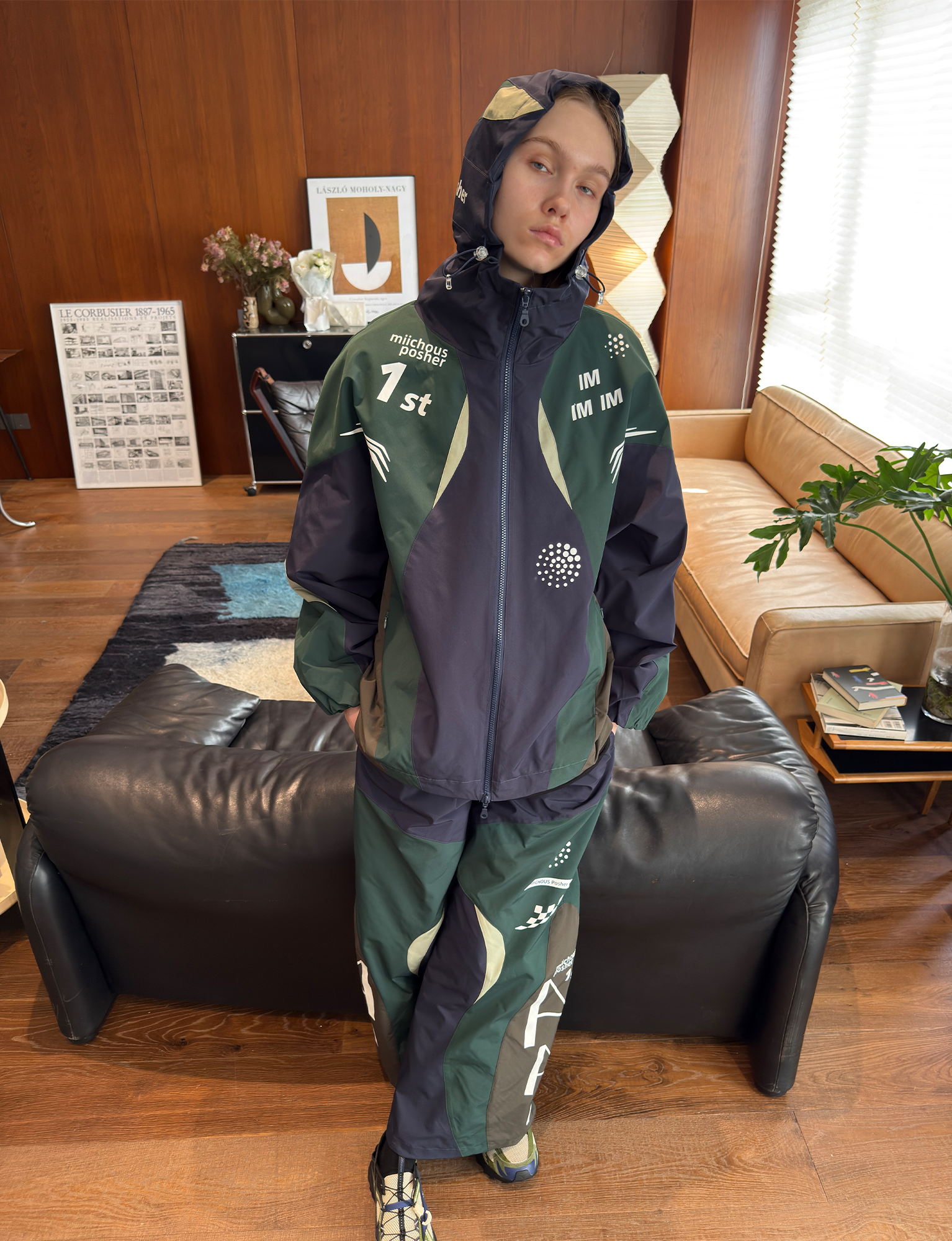 MIICHOUS Contrast Racer Graphic Panel Jacket