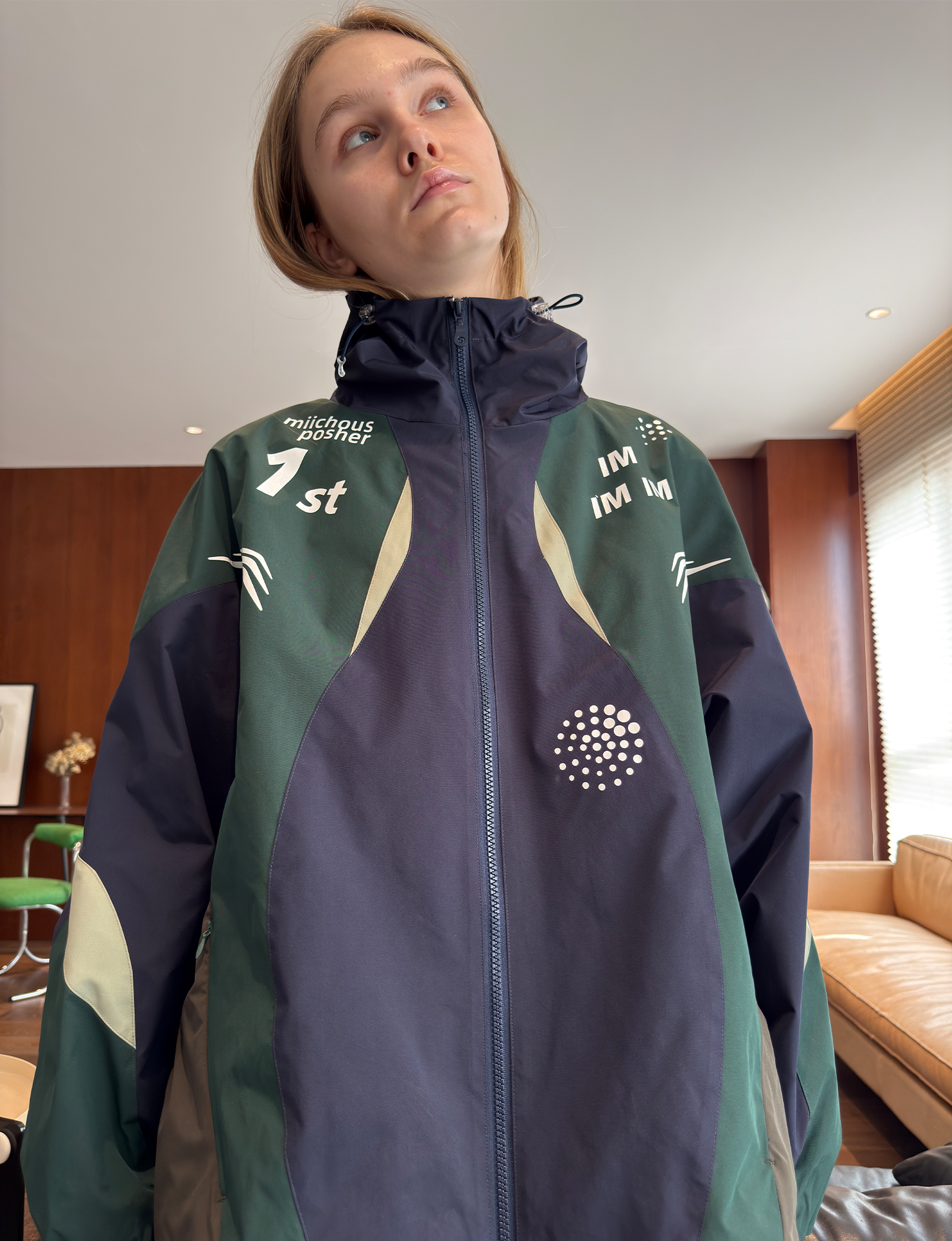 MIICHOUS Contrast Racer Graphic Panel Jacket