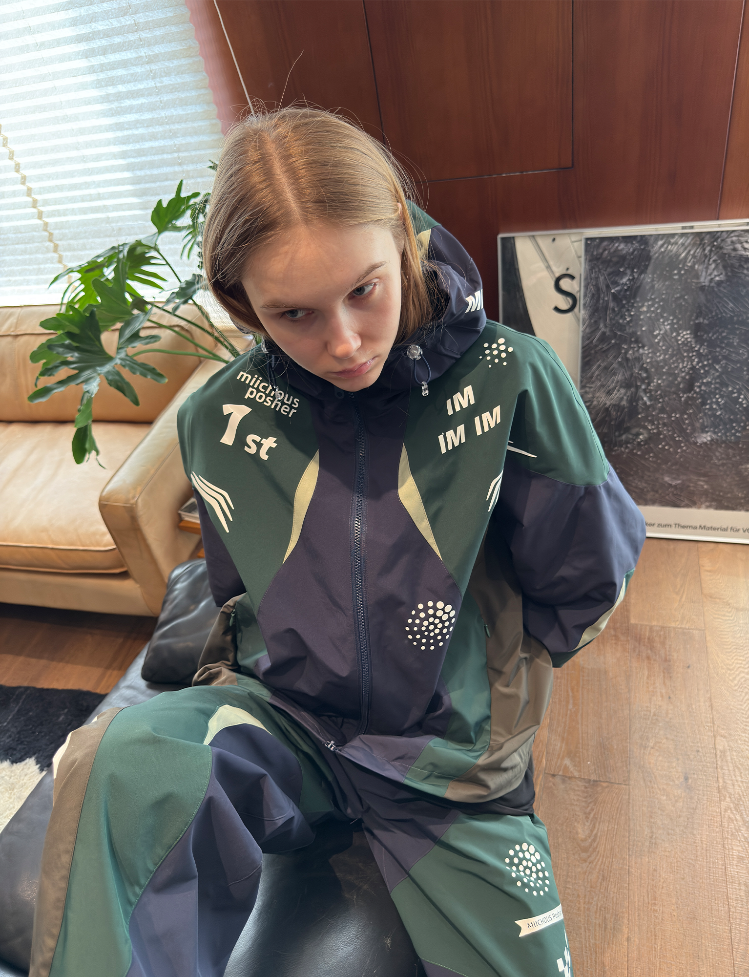 MIICHOUS Contrast Racer Graphic Panel Jacket
