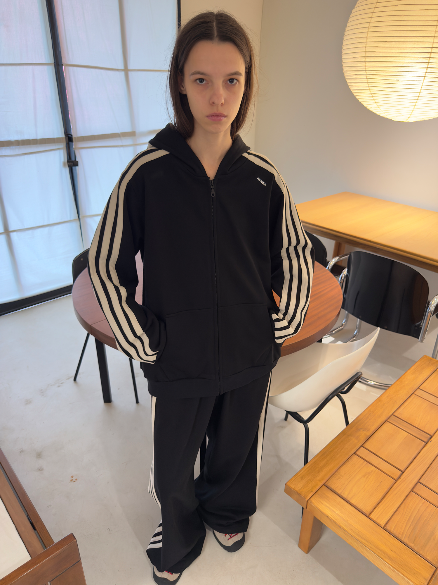 MIICHOUS Essential Stripe Zip-Up Hoodie