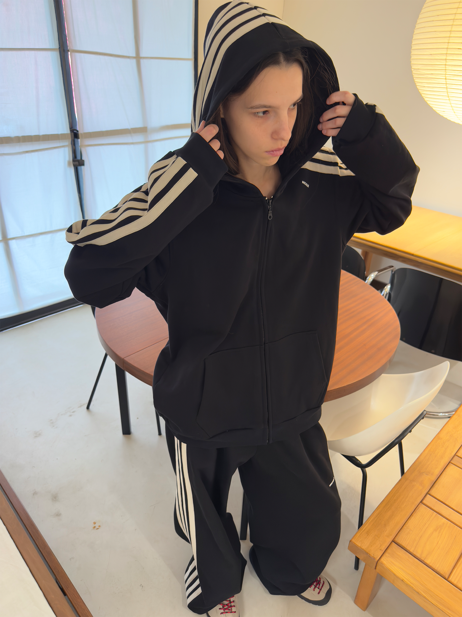 MIICHOUS Essential Stripe Zip-Up Hoodie