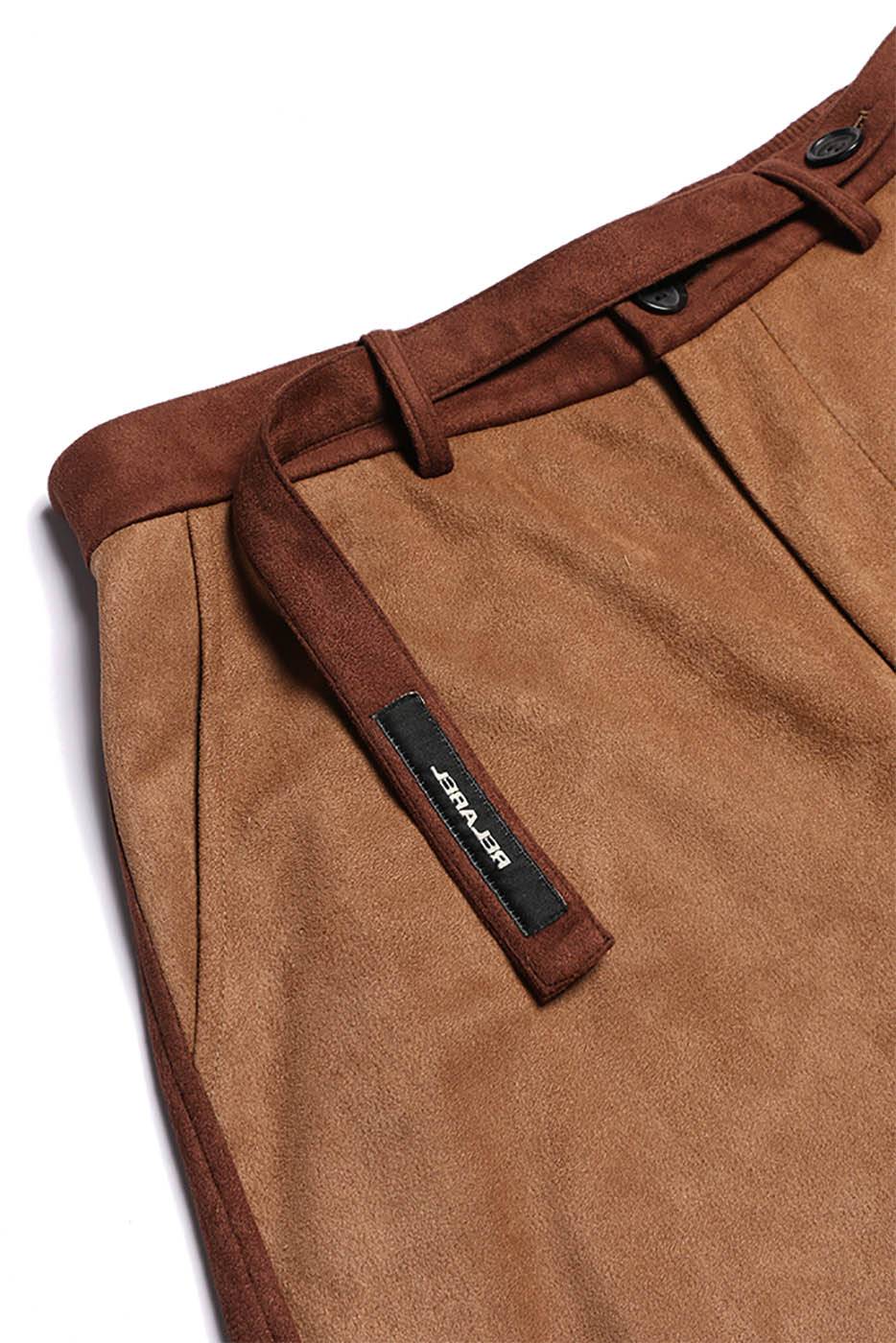 RELABEL Deconstructed Faux-Suede Pants, premium urban and streetwear designers apparel on PROJECTISR.com, RELABEL