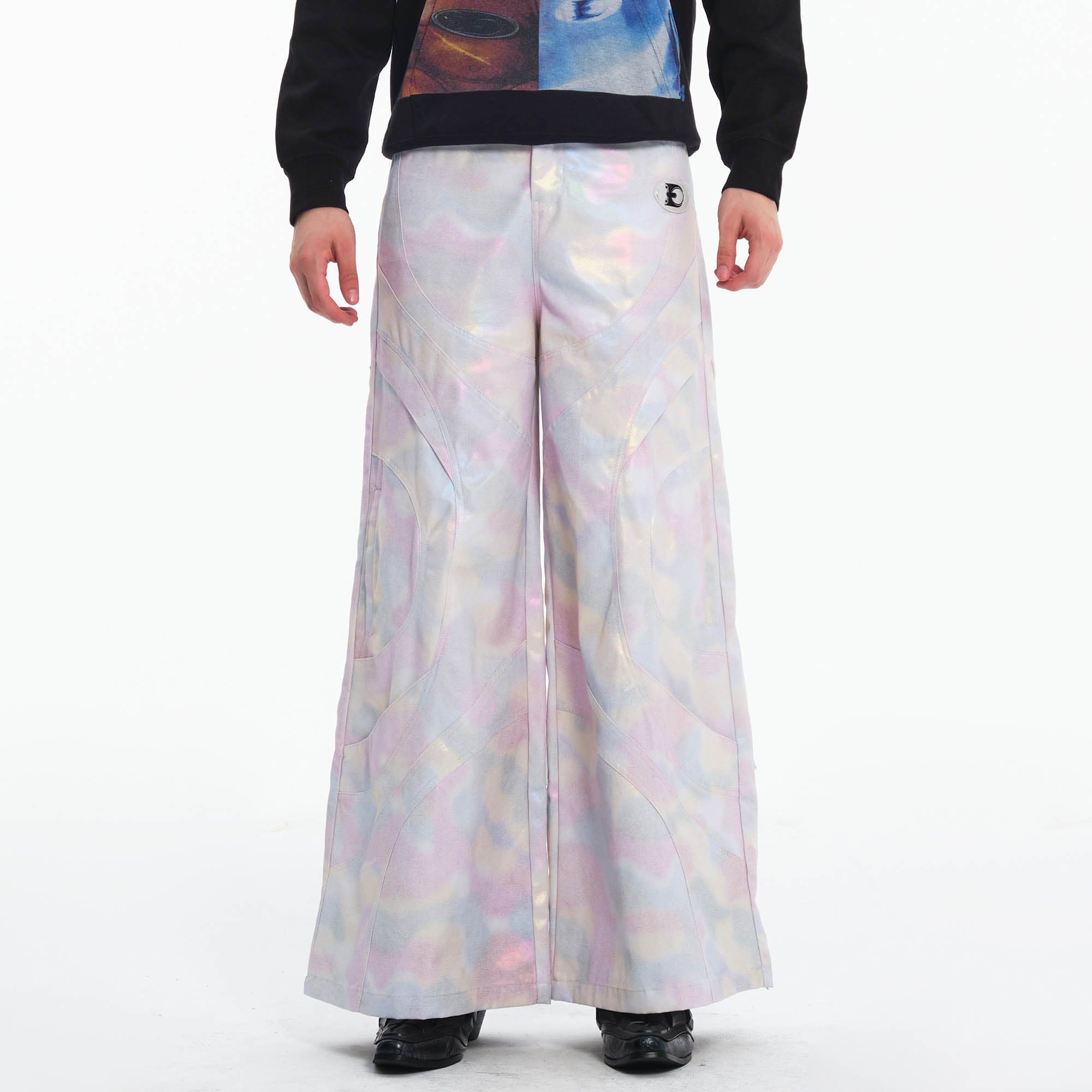 EMBRYO Deconstructed Iridescent Camo Wide-Leg Pants