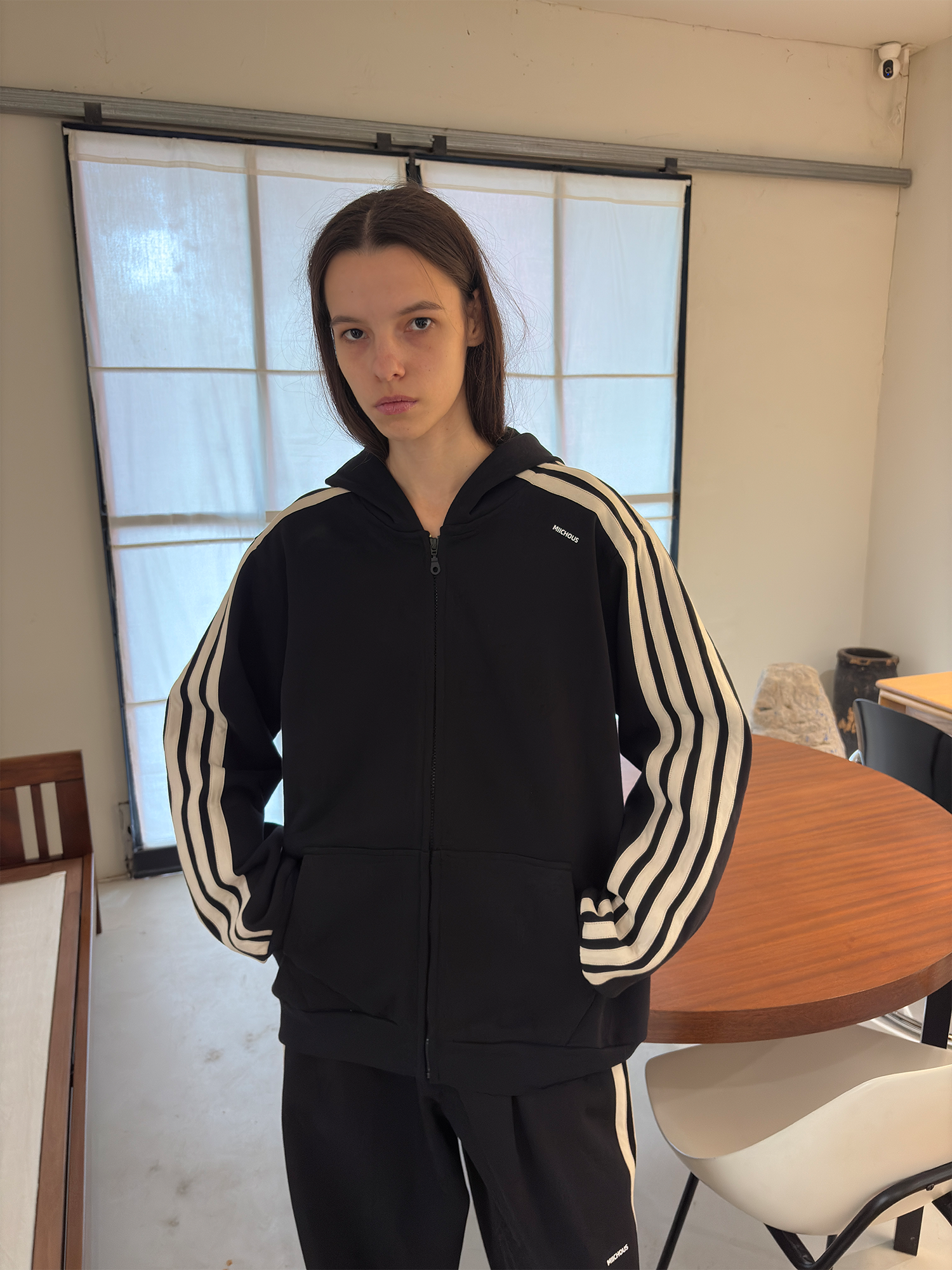 MIICHOUS Essential Stripe Zip-Up Hoodie