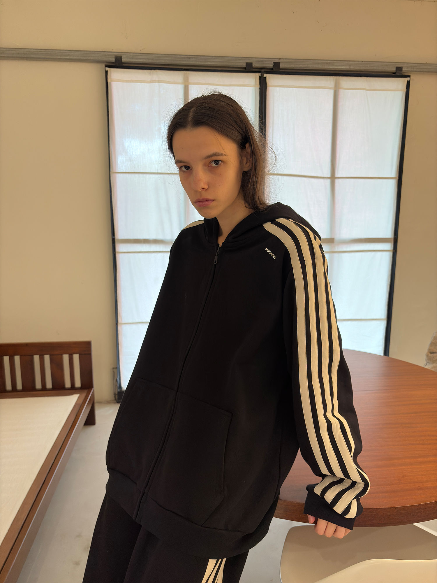 MIICHOUS Essential Stripe Zip-Up Hoodie