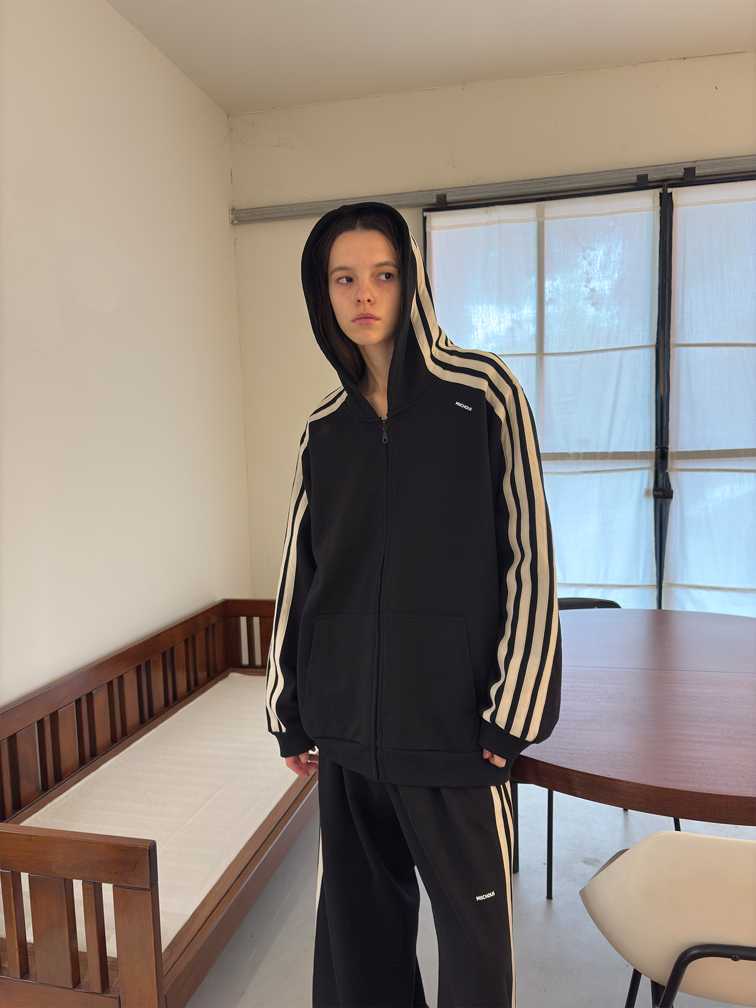 MIICHOUS Essential Stripe Zip-Up Hoodie
