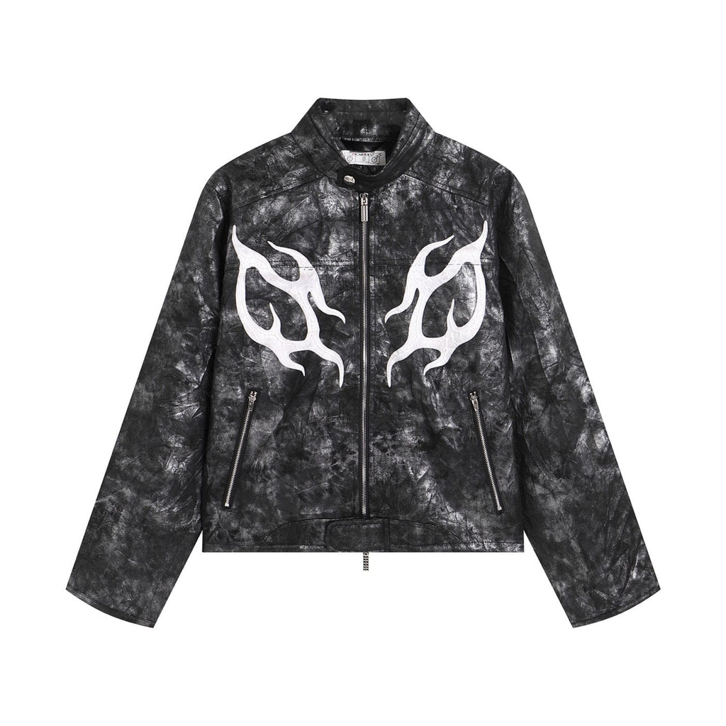 DND4DES Faux Leather Fire Motorcycle Jacket, premium urban and streetwear designers apparel on PROJECTISR.com, DND4DES