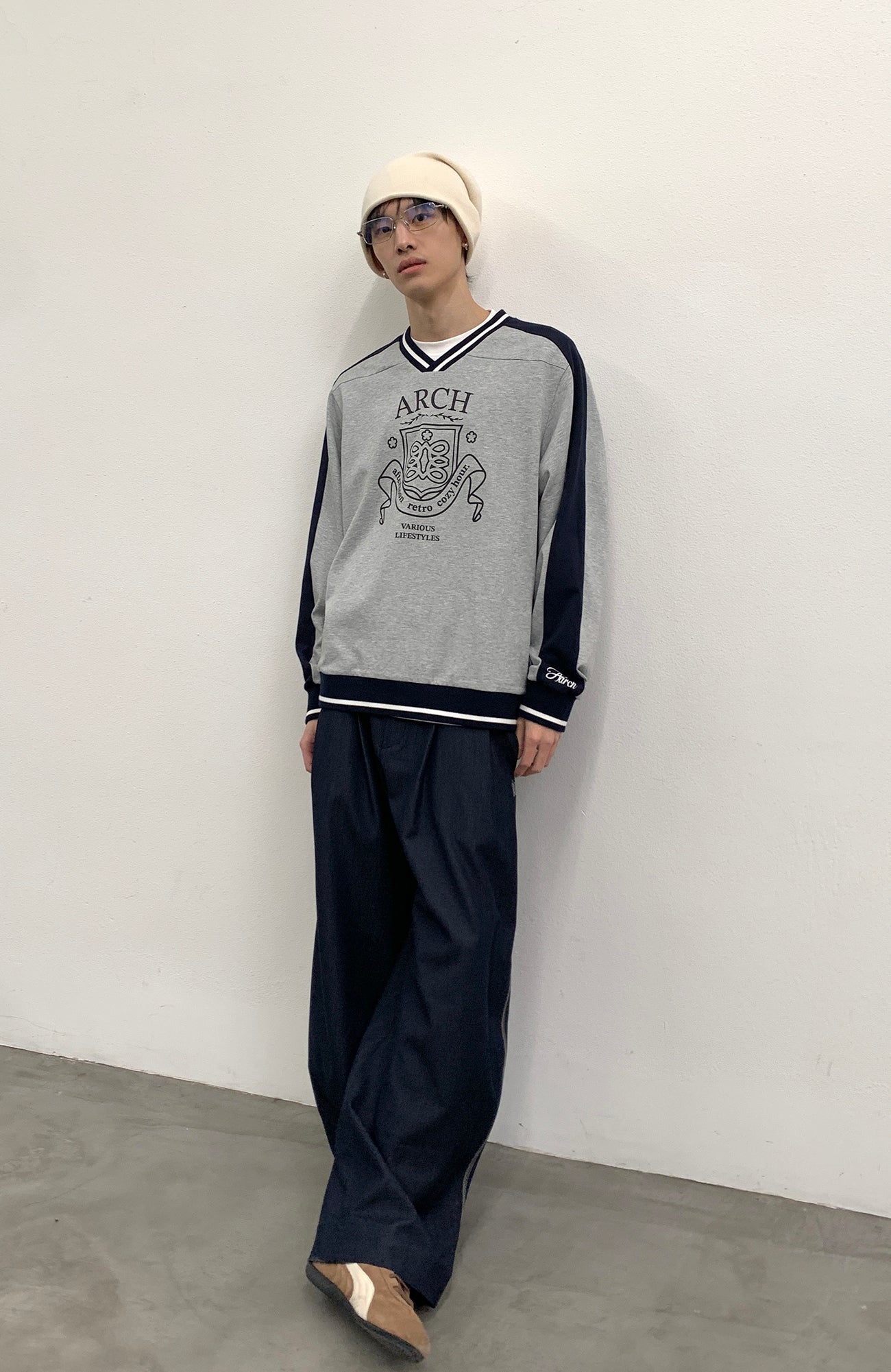 ROARINGWILD A ARCH Embroidered LOGO Draped Oversized Pants