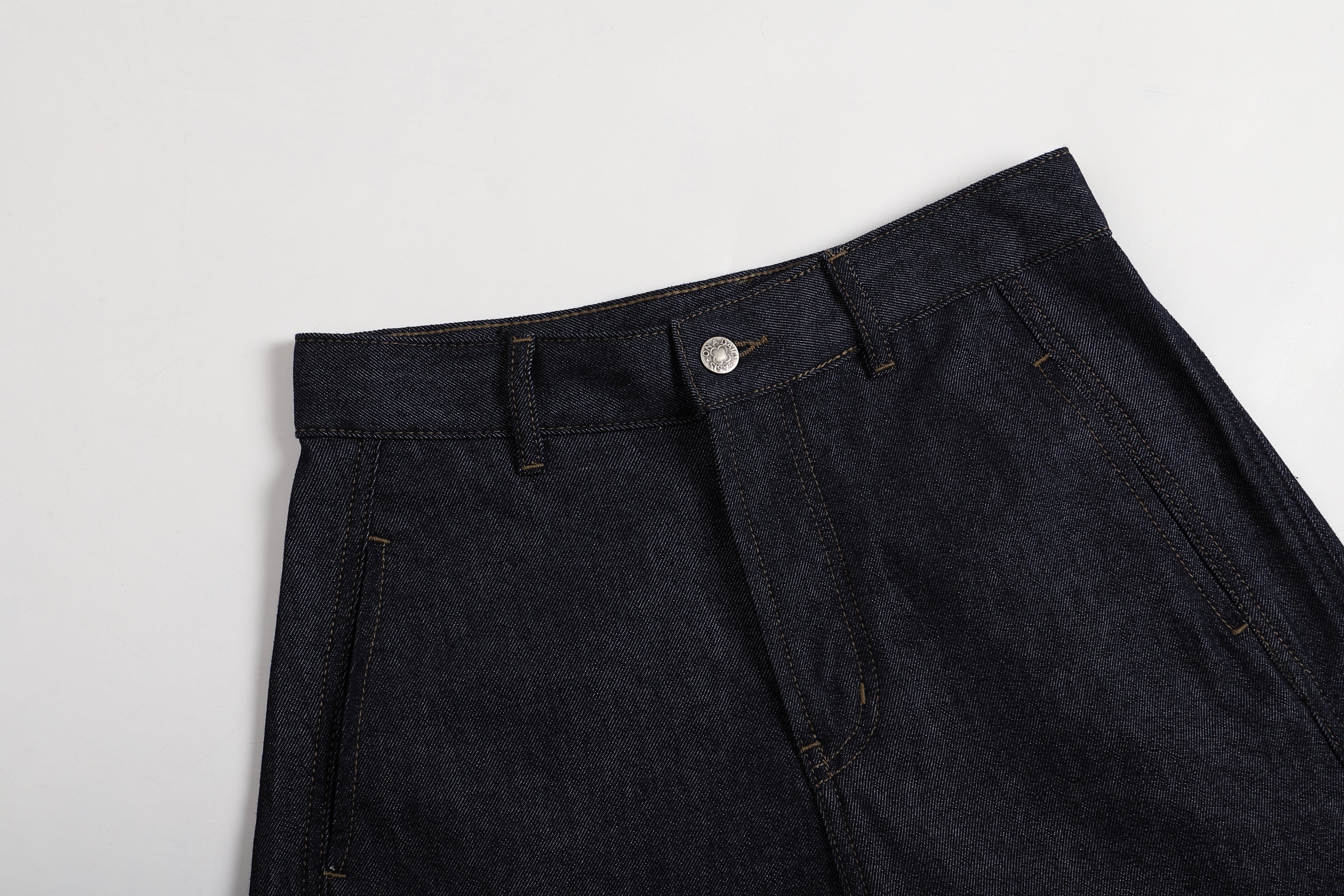ONADAILYBASIS Essential Curved Paneled Raw Jeans, premium urban and streetwear designers apparel on PROJECTISR.com, ONADAILYBASIS