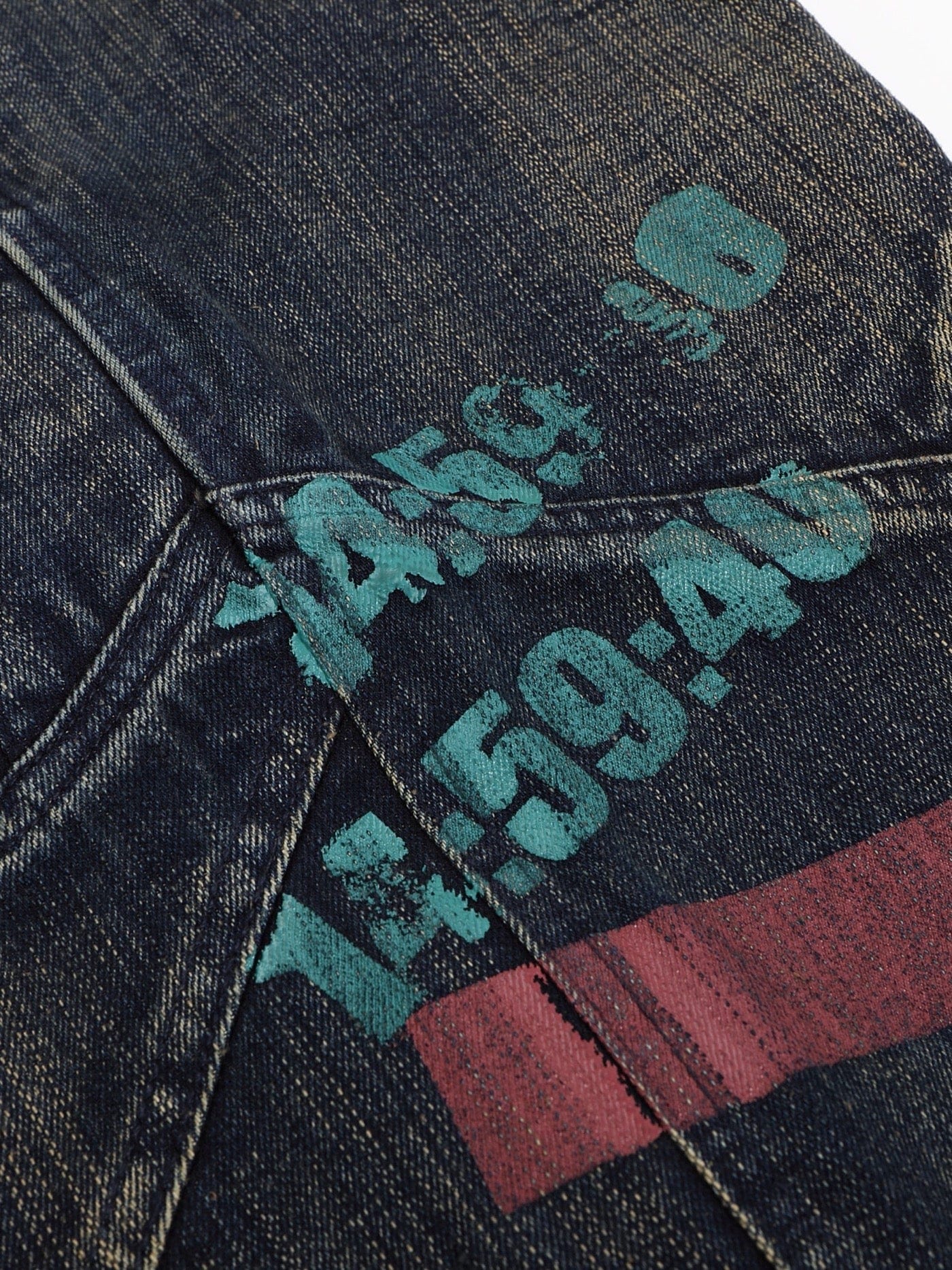 DND4DES Spliced Graffiti Wide-Leg Jeans, premium urban and streetwear designers apparel on PROJECTISR.com, DND4DES