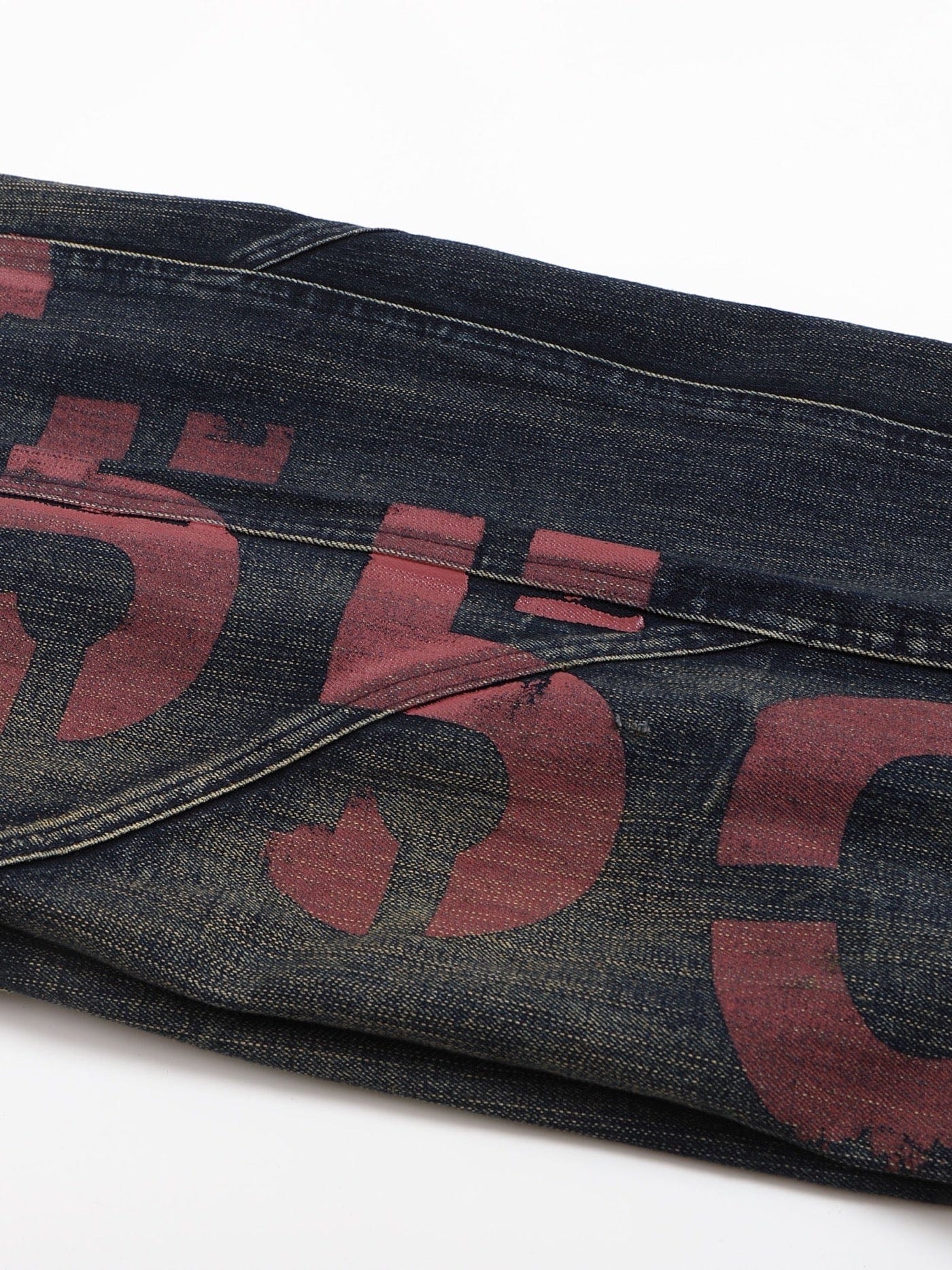 DND4DES Spliced Graffiti Wide-Leg Jeans, premium urban and streetwear designers apparel on PROJECTISR.com, DND4DES