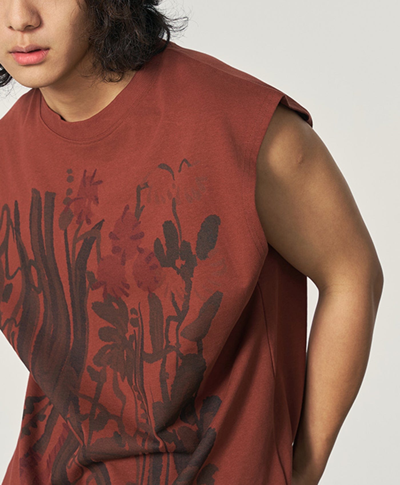 OSCILL Ink Wash Floral Oversized Tank Top