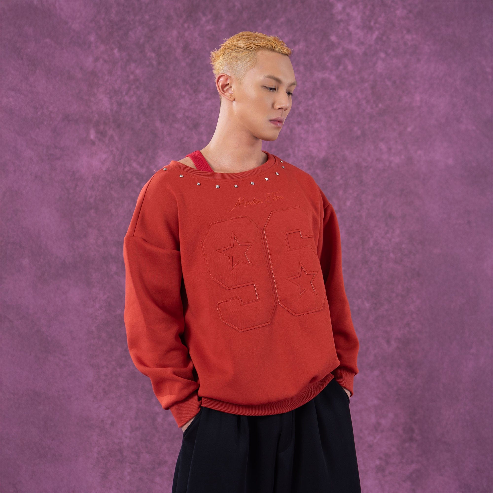 CLP No.96 Patch Studded Sweatshirt, premium urban and streetwear designers apparel on PROJECTISR.com, CLP