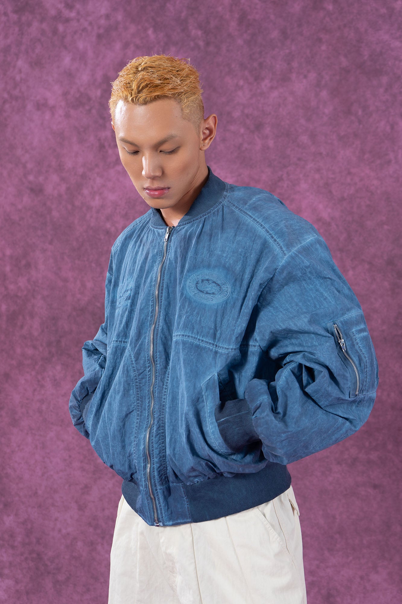 CLP Faded Crinkled Bomber Jacket, premium urban and streetwear designers apparel on PROJECTISR.com, CLP