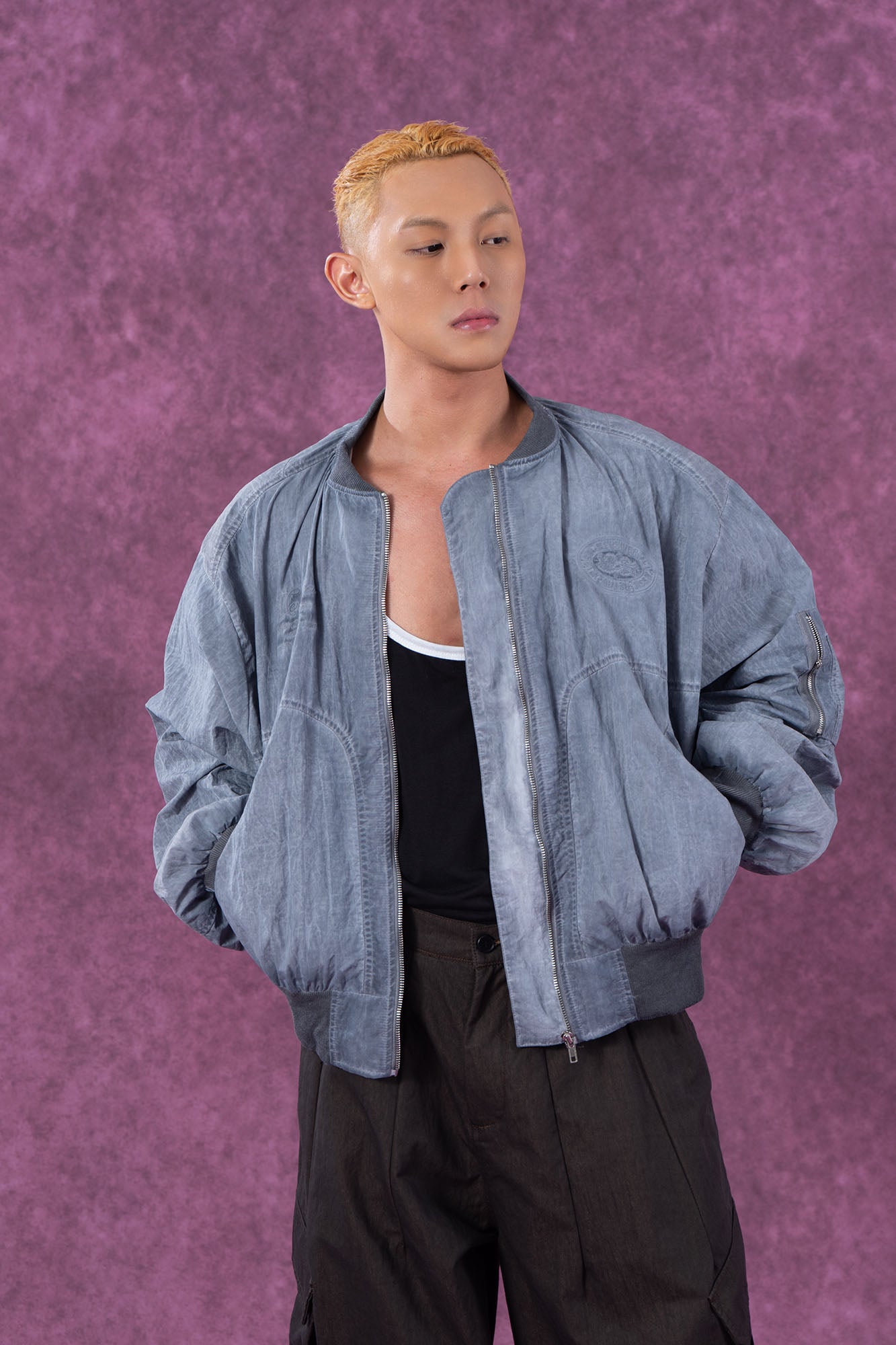 CLP Faded Crinkled Bomber Jacket, premium urban and streetwear designers apparel on PROJECTISR.com, CLP