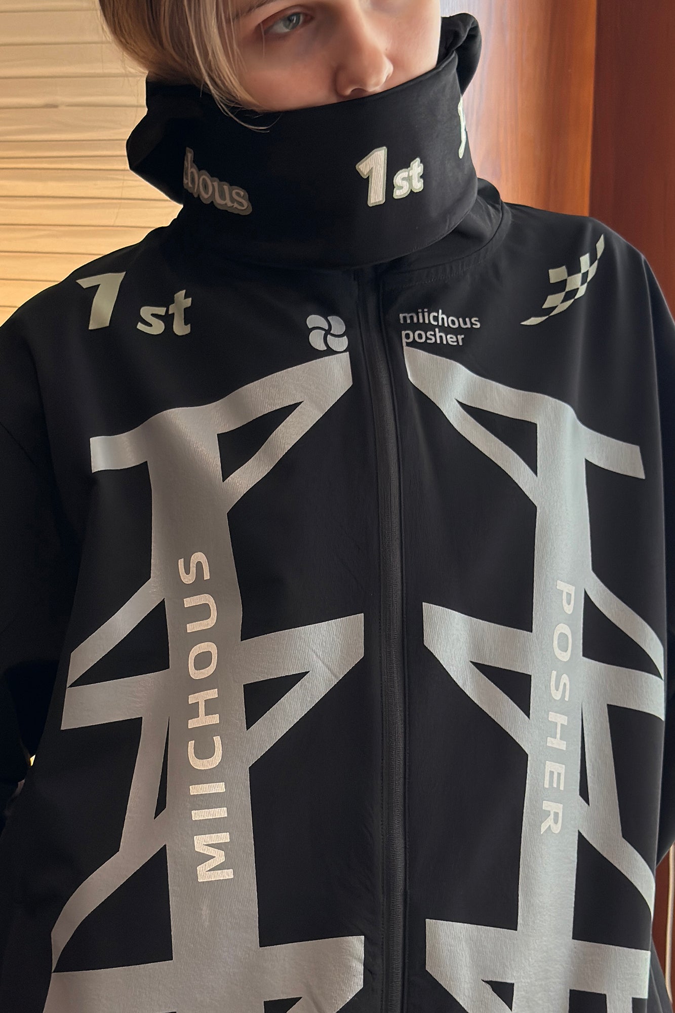 MIICHOUS 1st 3A Graphic Oversized Hooded Windbreaker