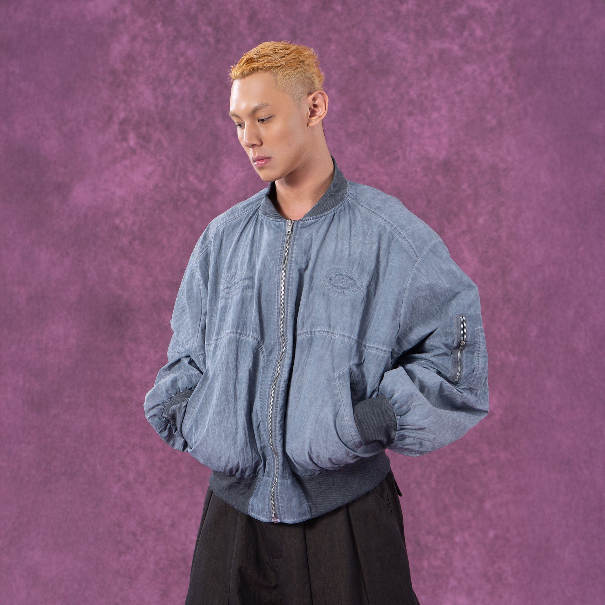 CLP Faded Crinkled Bomber Jacket, premium urban and streetwear designers apparel on PROJECTISR.com, CLP