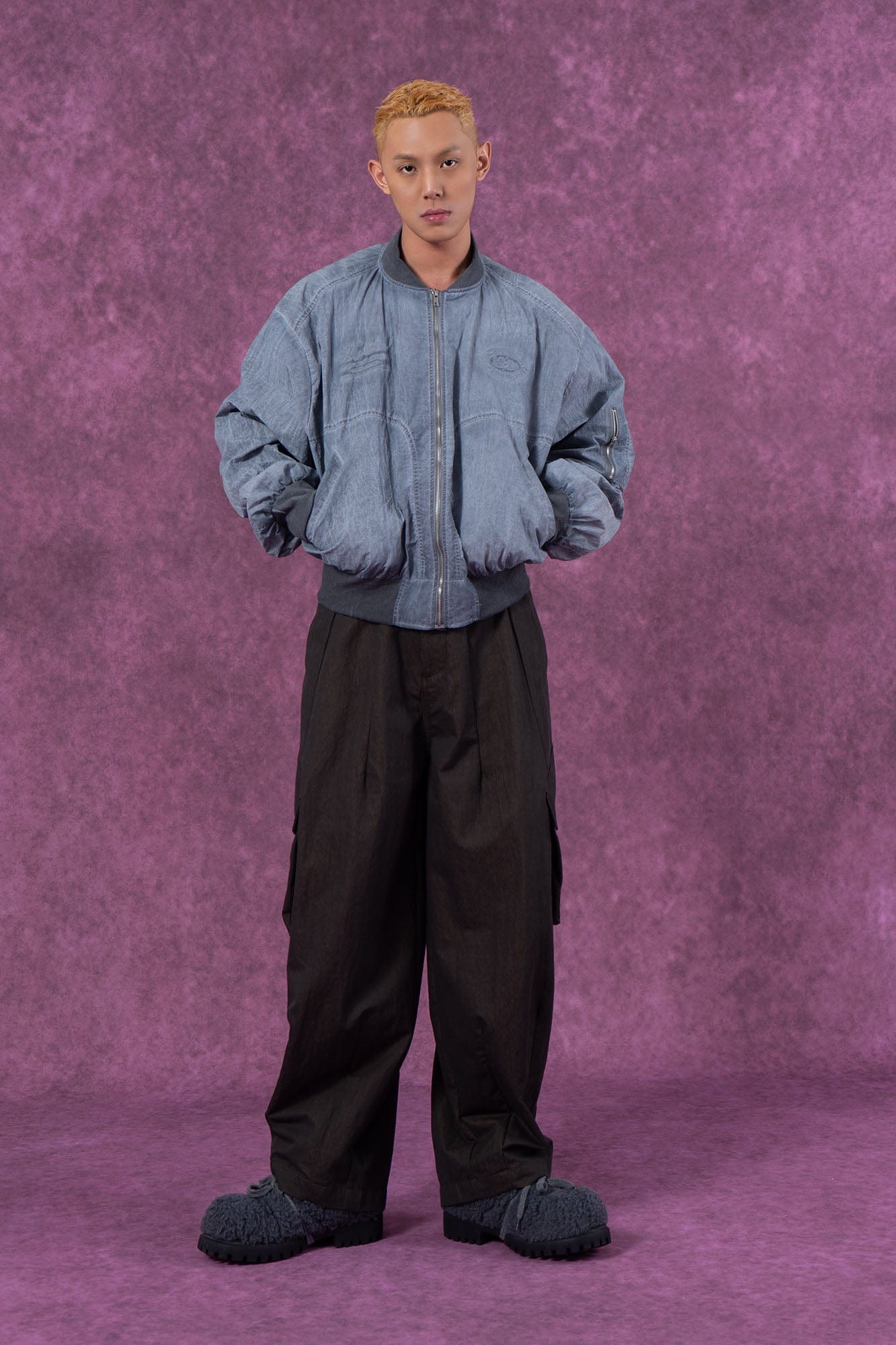 CLP Faded Crinkled Bomber Jacket, premium urban and streetwear designers apparel on PROJECTISR.com, CLP