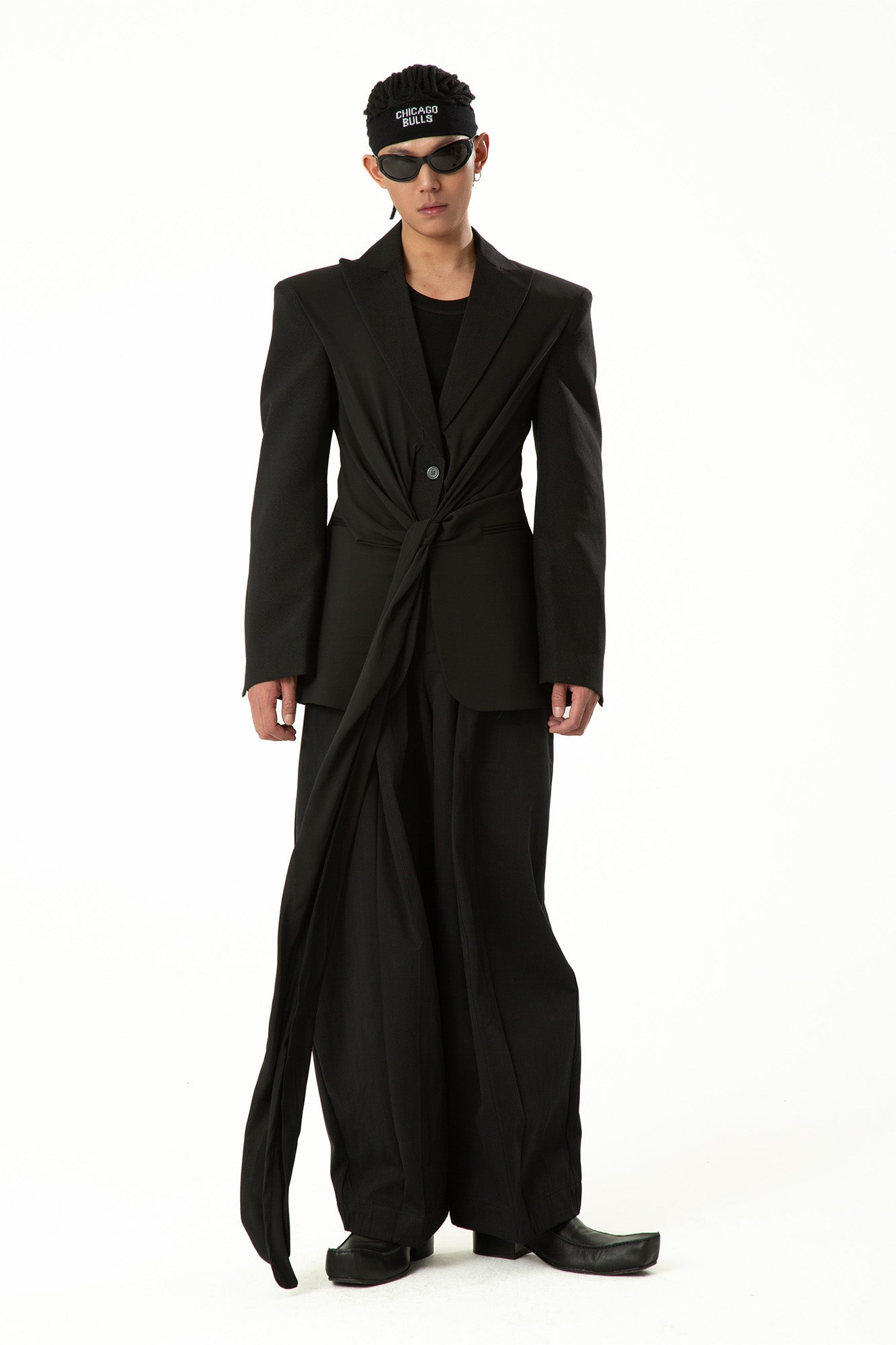 CLP Chic Draped Sash Waist Blazer, premium urban and streetwear designers apparel on PROJECTISR.com, CLP