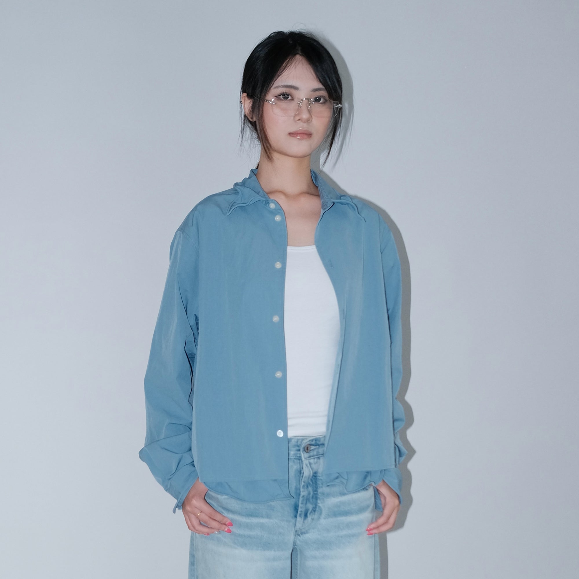 IN EXISTENCE Wired Formable Edge Layered Hem Shirt