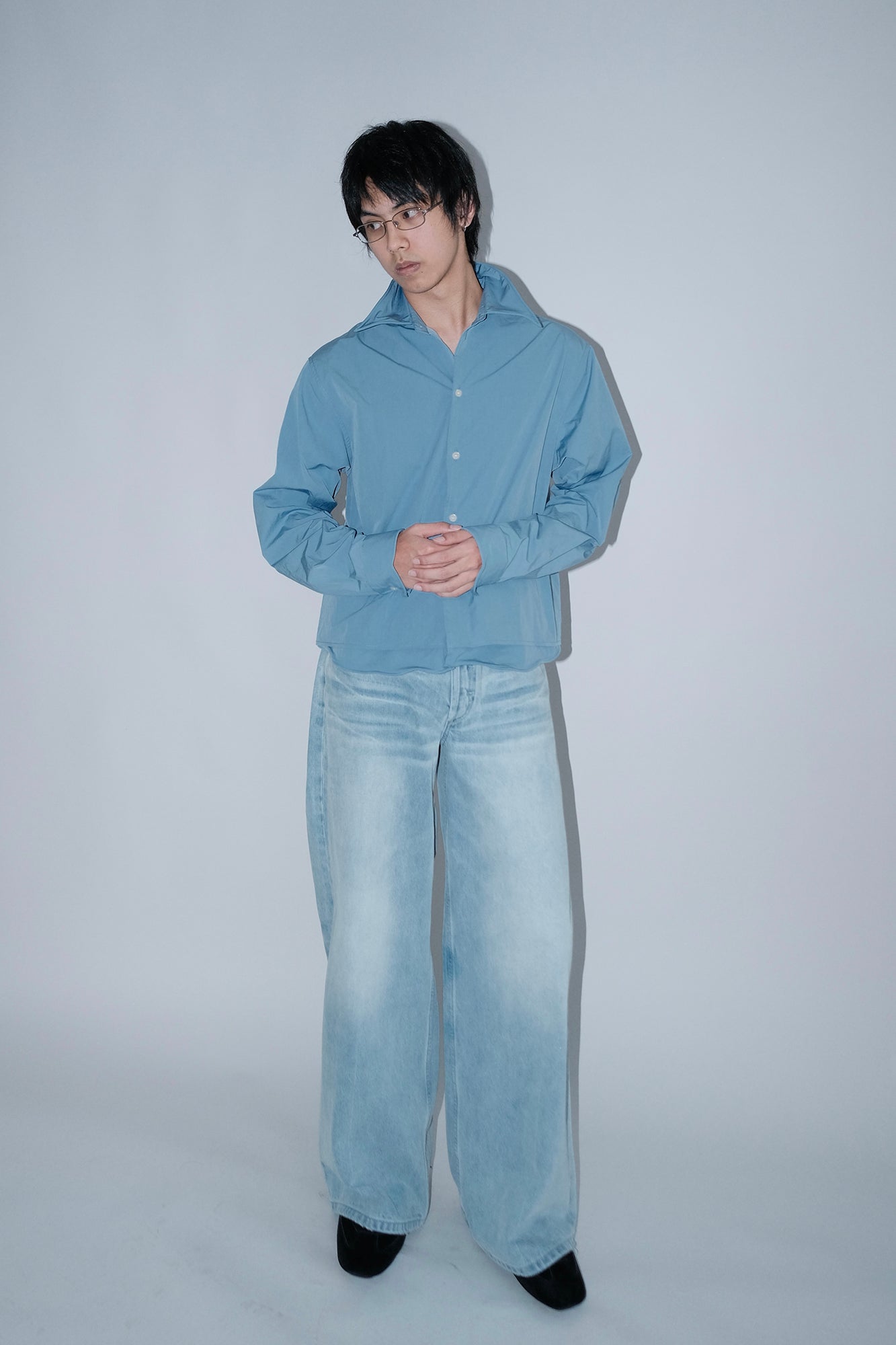 IN EXISTENCE Wired Formable Edge Layered Hem Shirt
