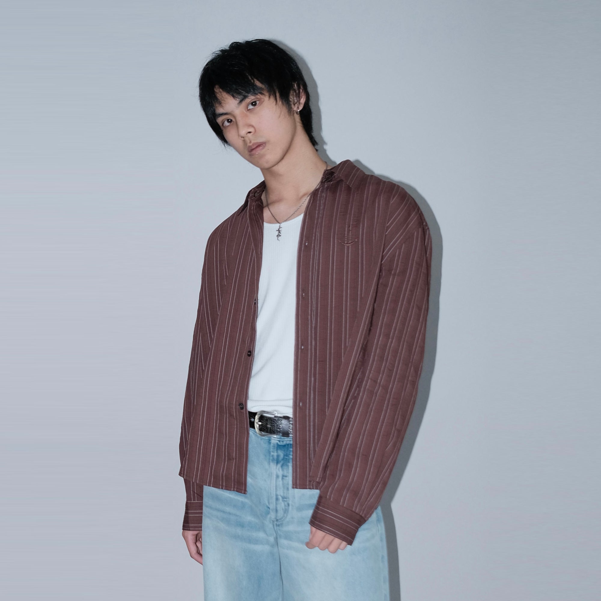 IN EXISTENCE Pinstriped Detachable-Collar Shirt