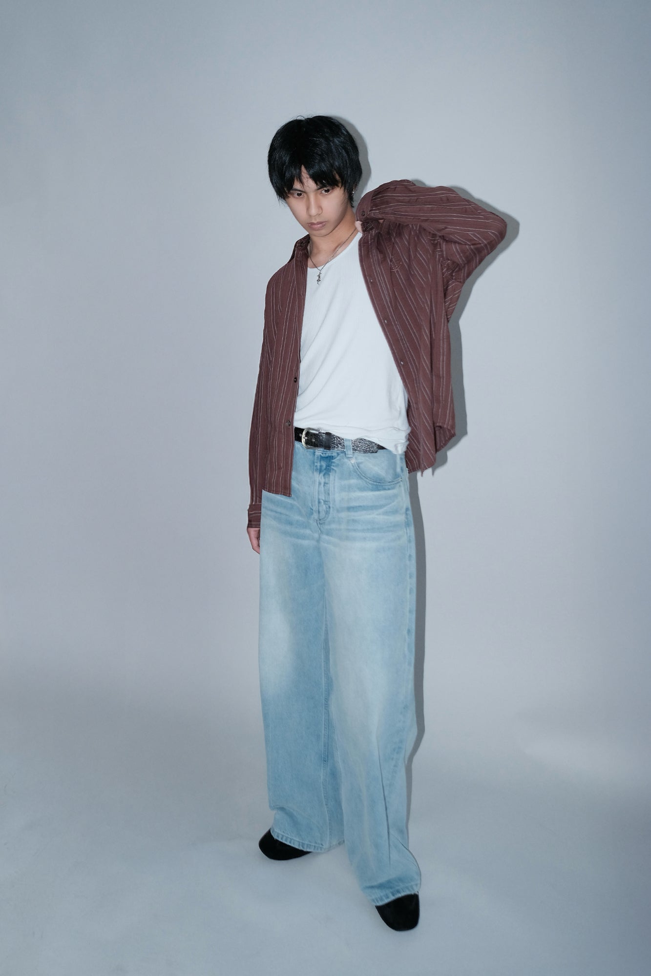 IN EXISTENCE Pinstriped Detachable-Collar Shirt